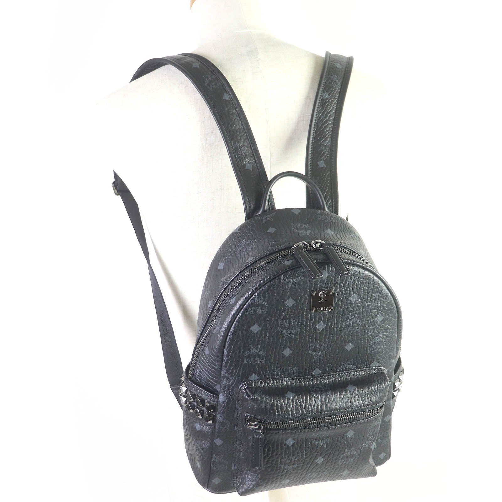 MCM STARK Visetos Leather Backpack Black