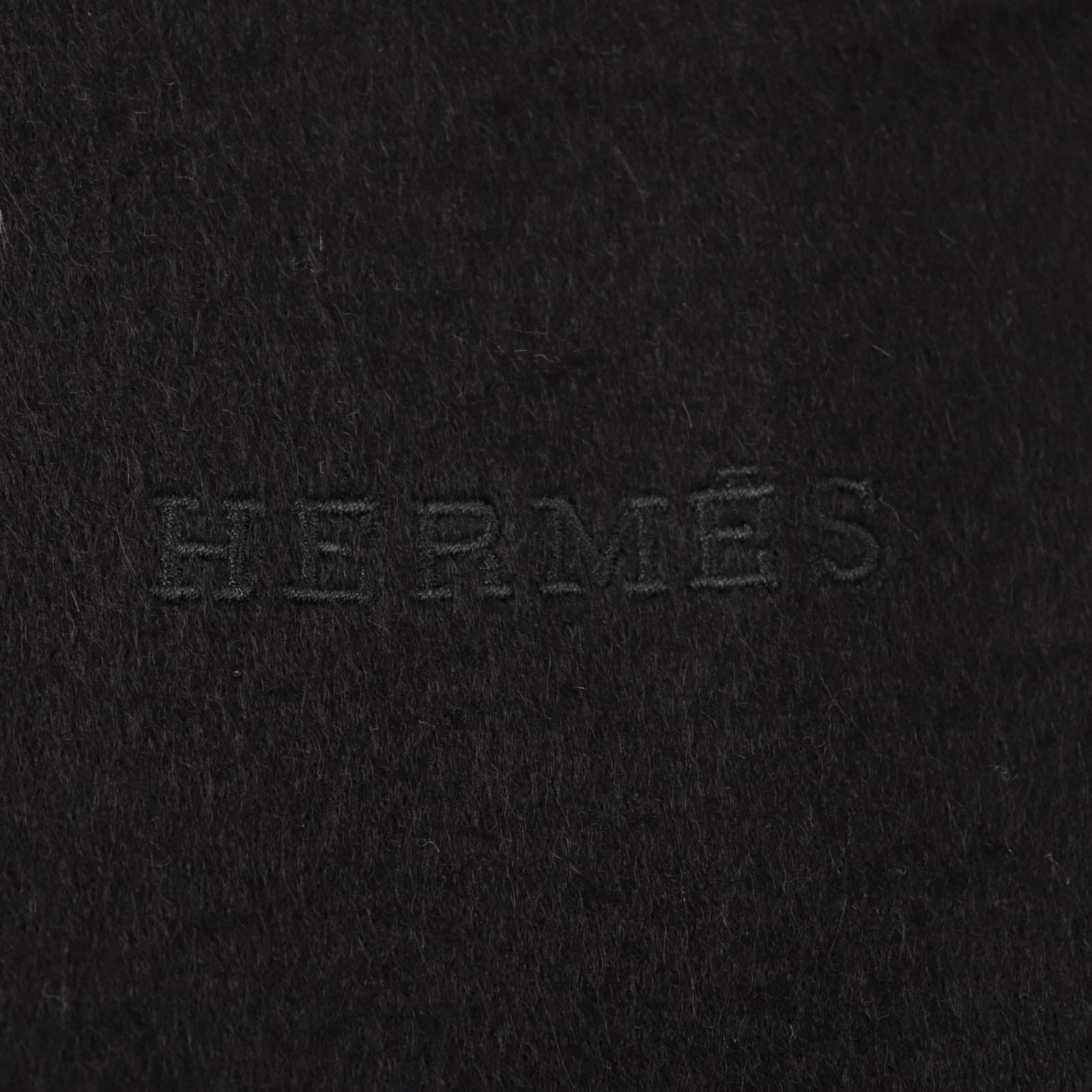 HERMES Cashmere Extra Large Scarf Shawl Black