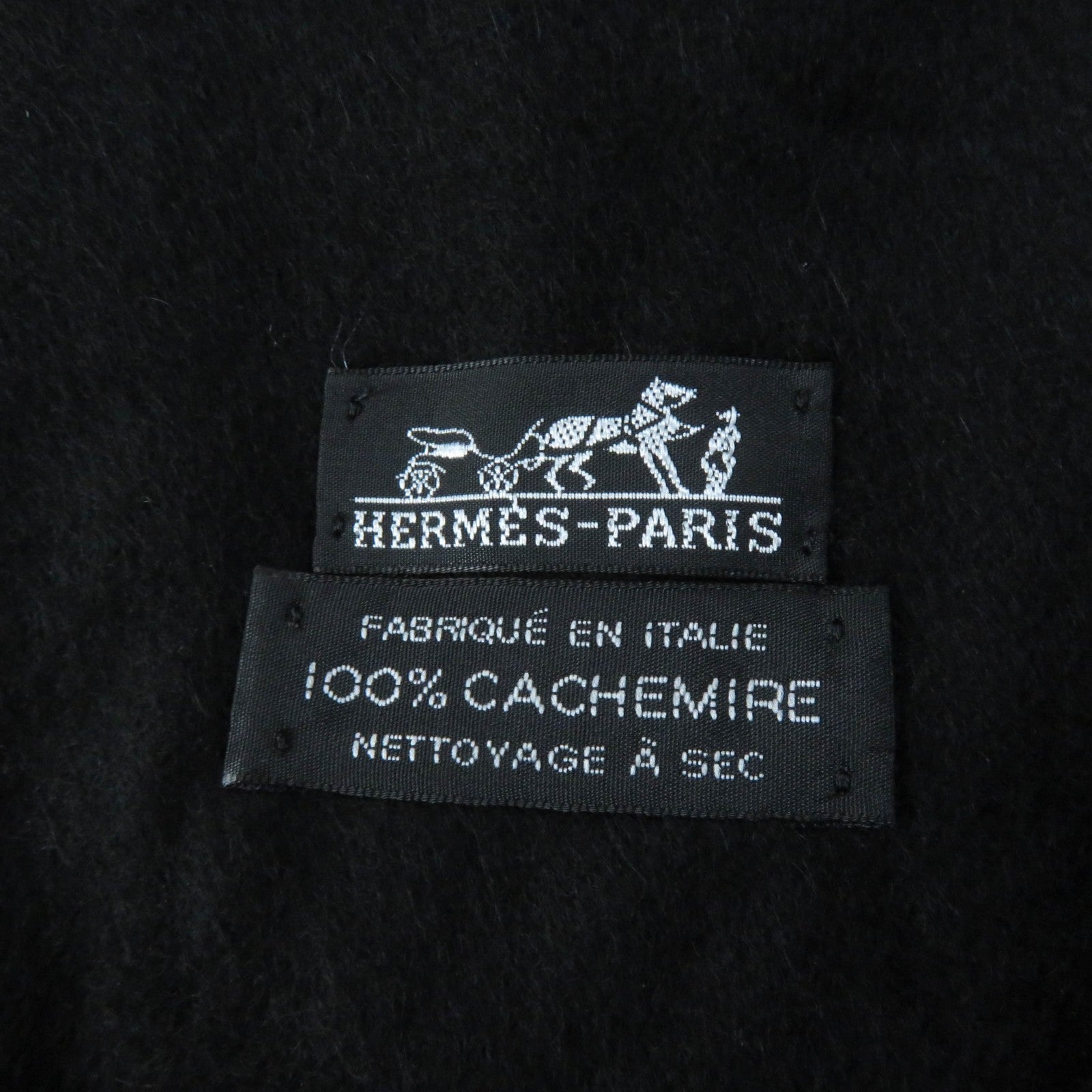 HERMES Cashmere Extra Large Scarf Shawl Black