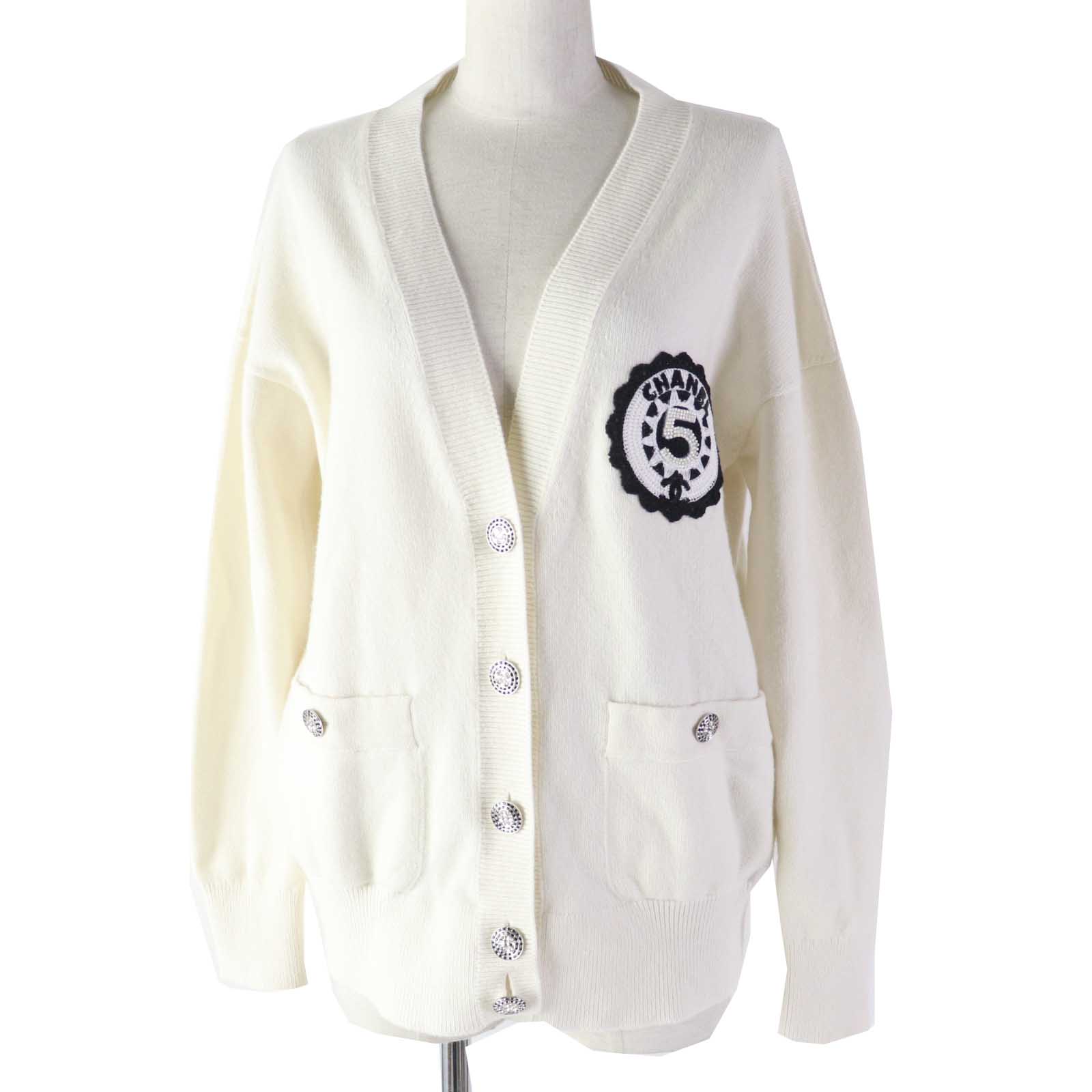 Chanel Cashmere No.5 Cardigan White 34