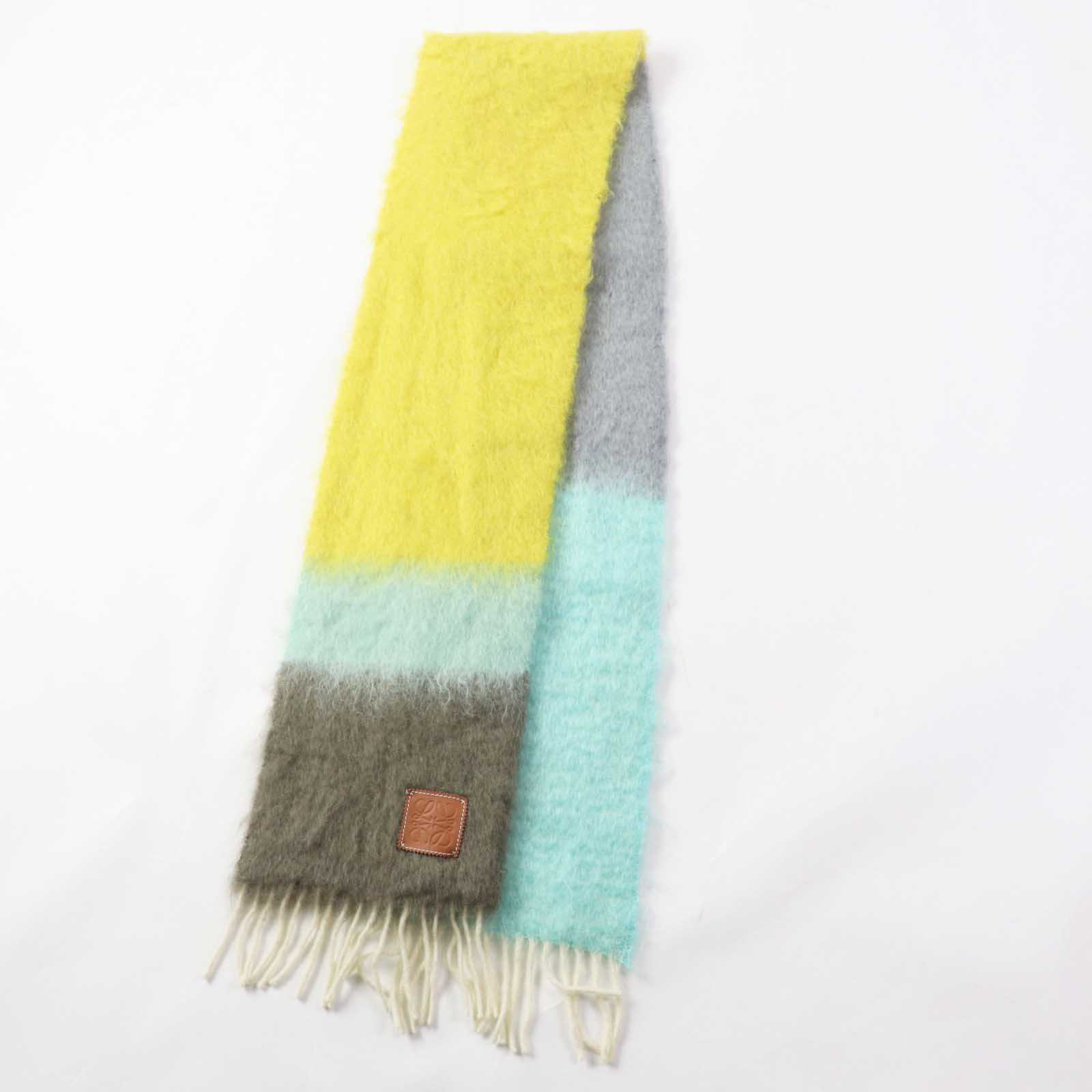 Loewe Mohair Wool Anagram Leather Patch Scarf