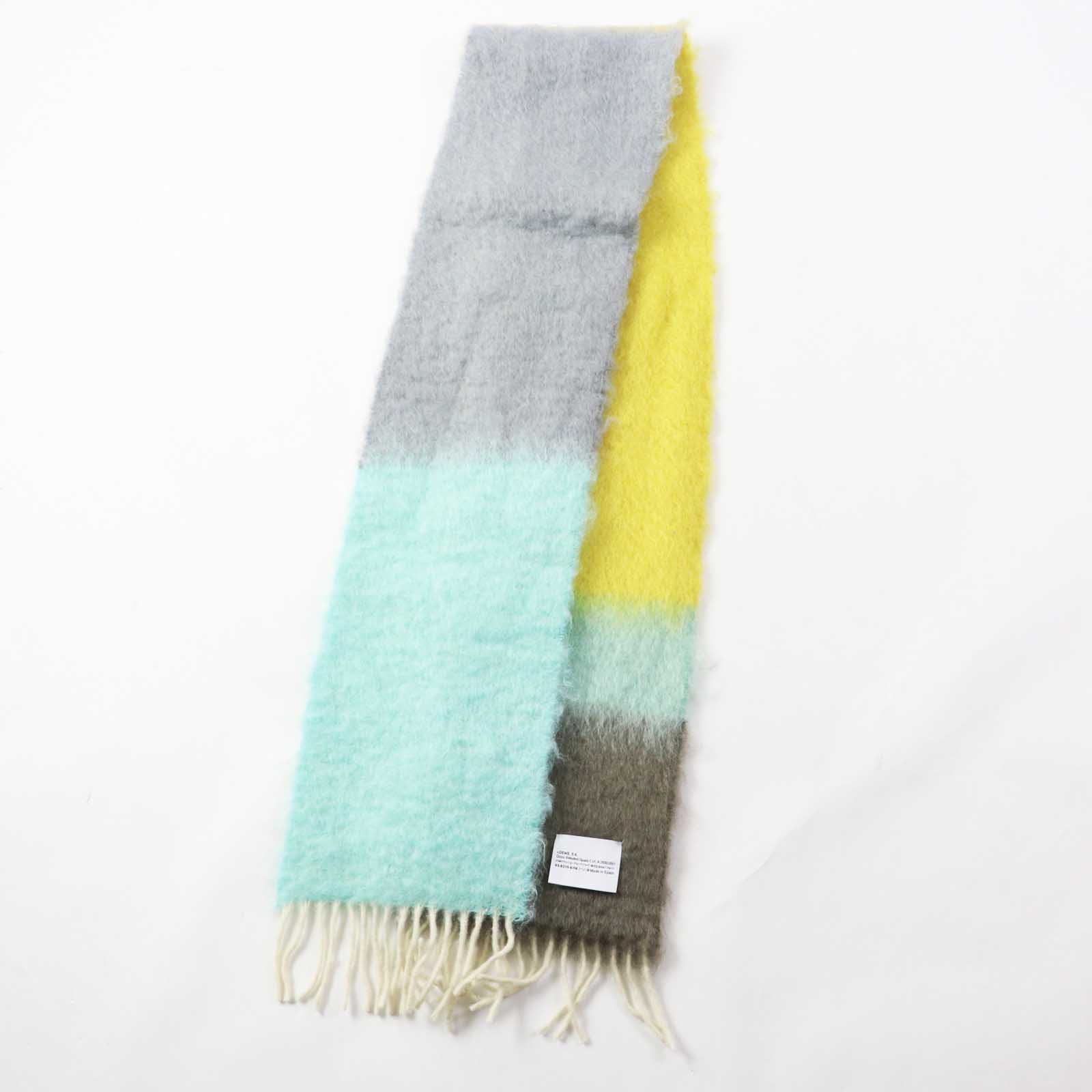 Loewe Mohair Wool Anagram Leather Patch Scarf