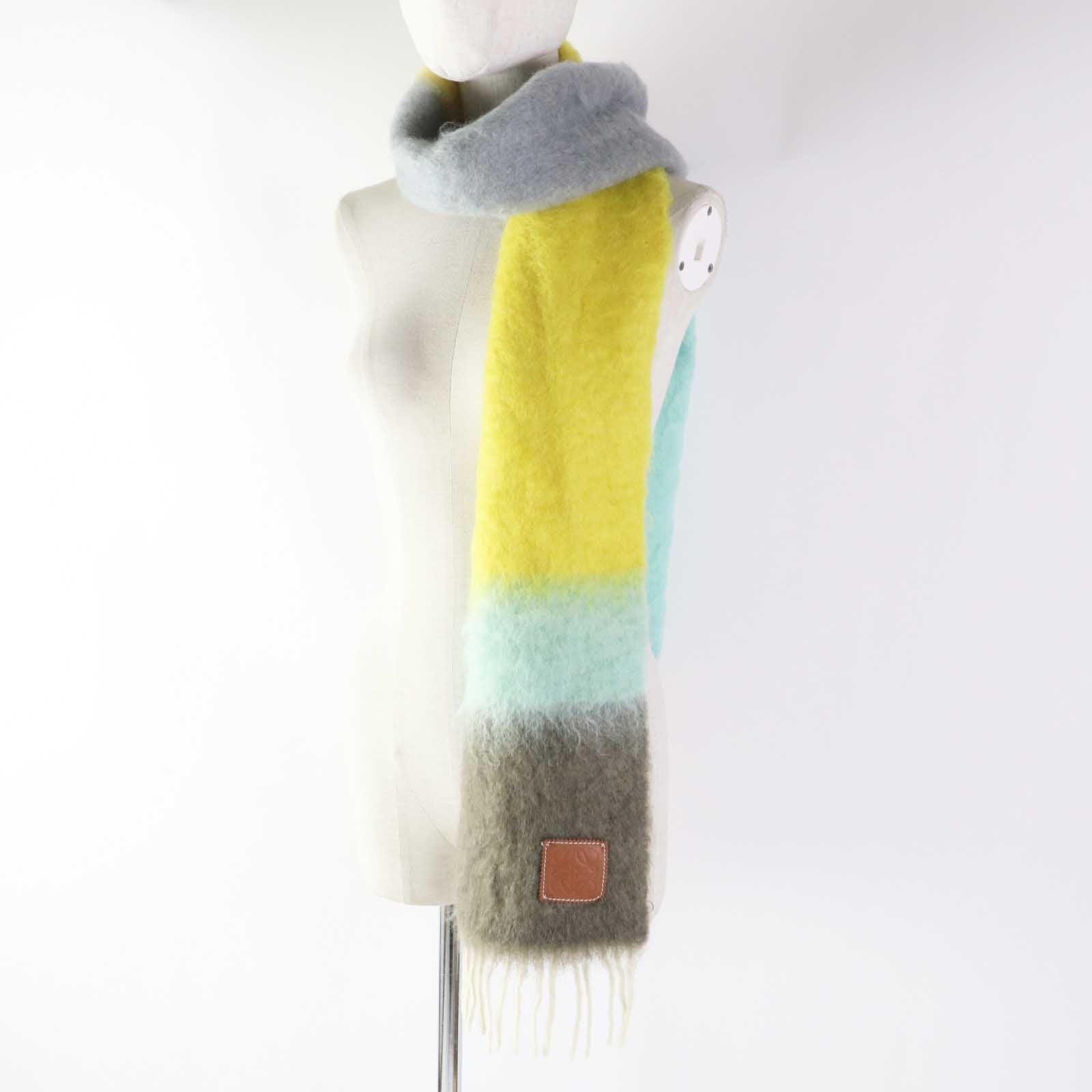 Loewe Mohair Wool Anagram Leather Patch Scarf