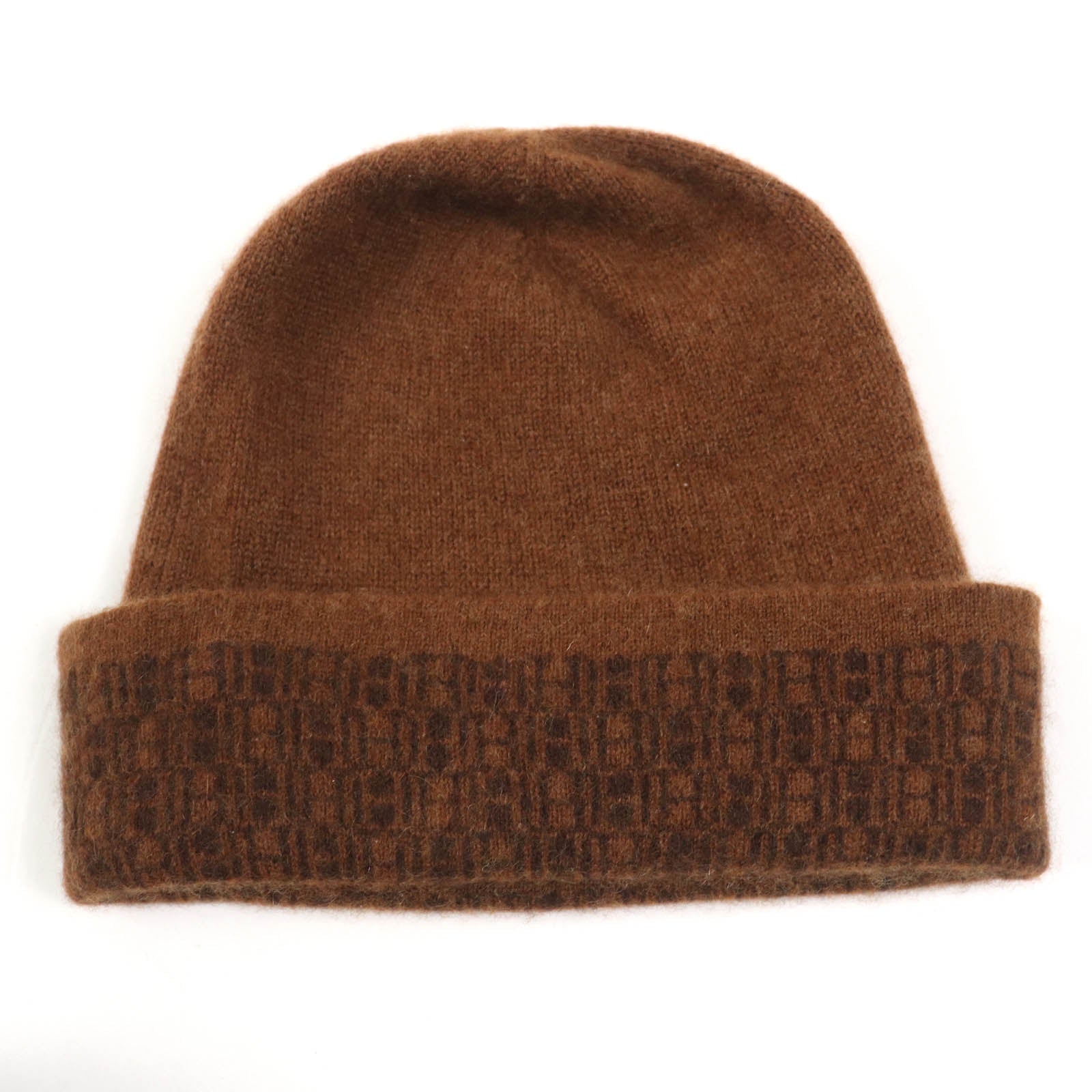 HERMES Cashmere Knit Hat Brown Women