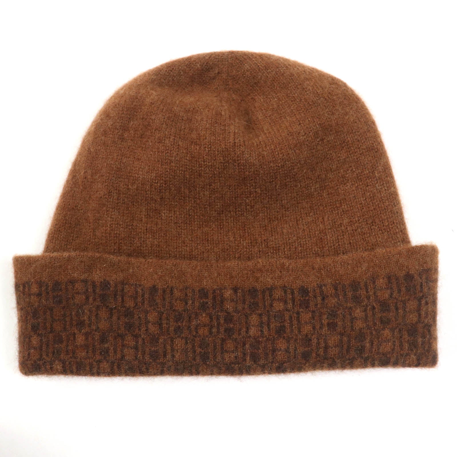 HERMES Cashmere Knit Hat Brown Women