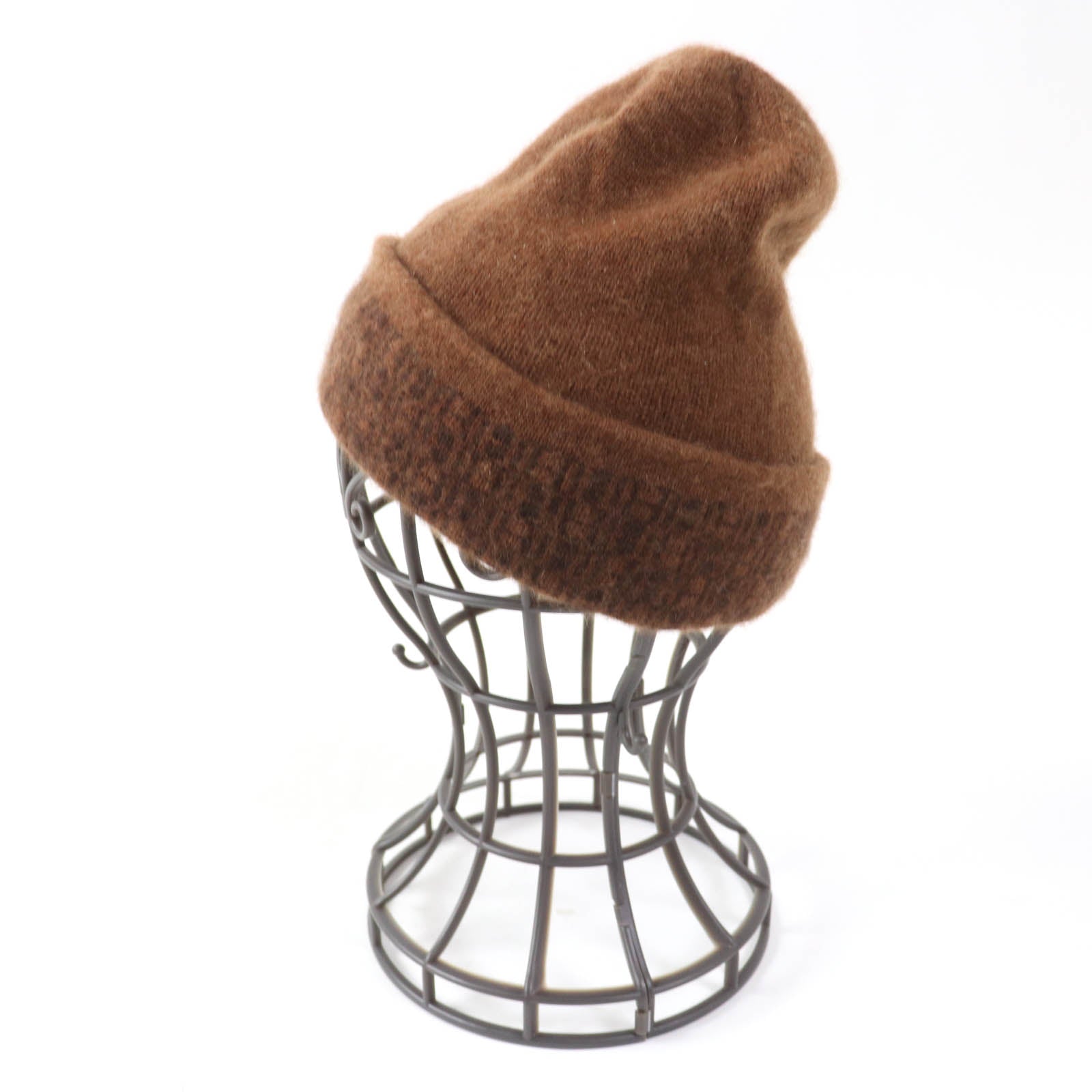 HERMES Cashmere Knit Hat Brown Women