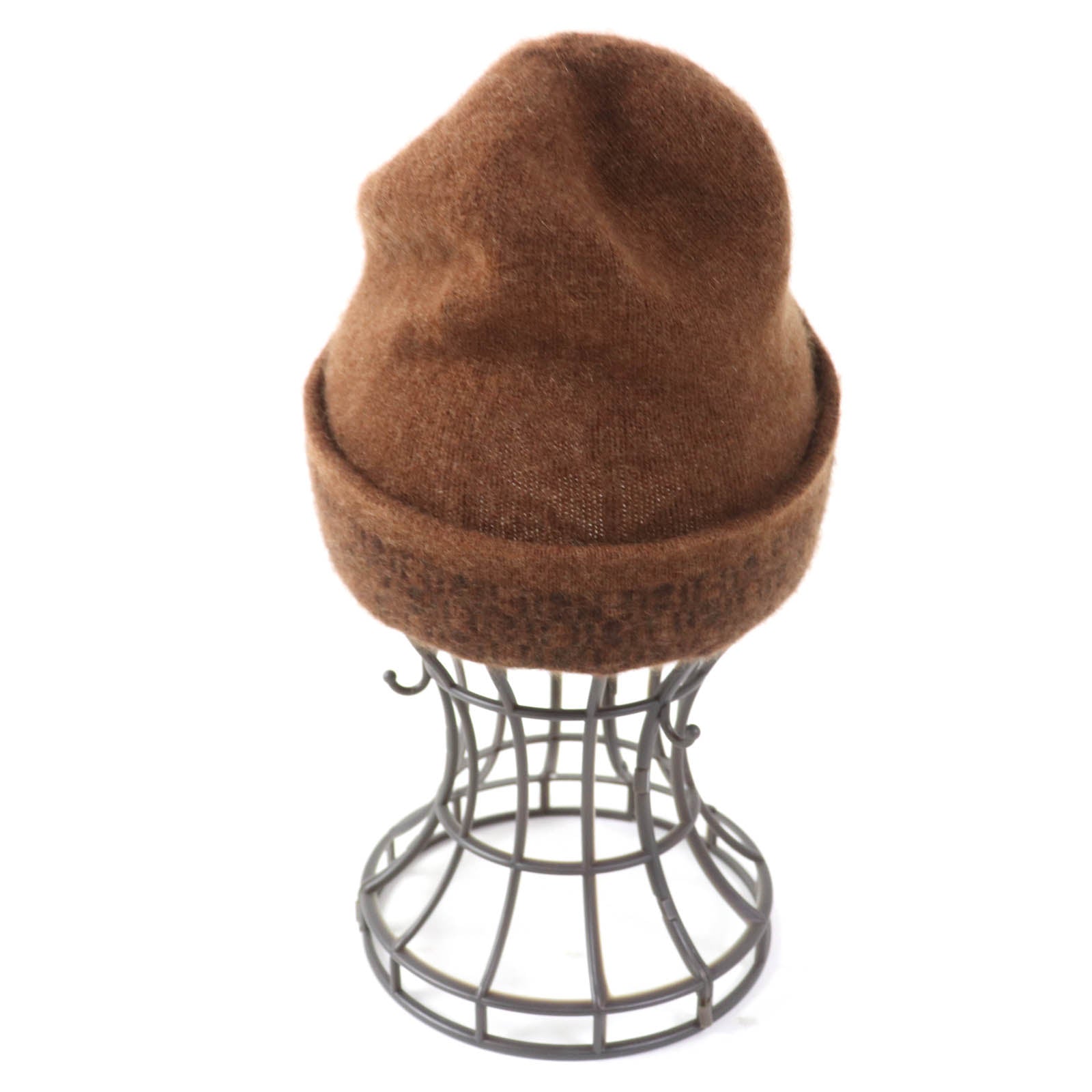 HERMES Cashmere Knit Hat Brown Women