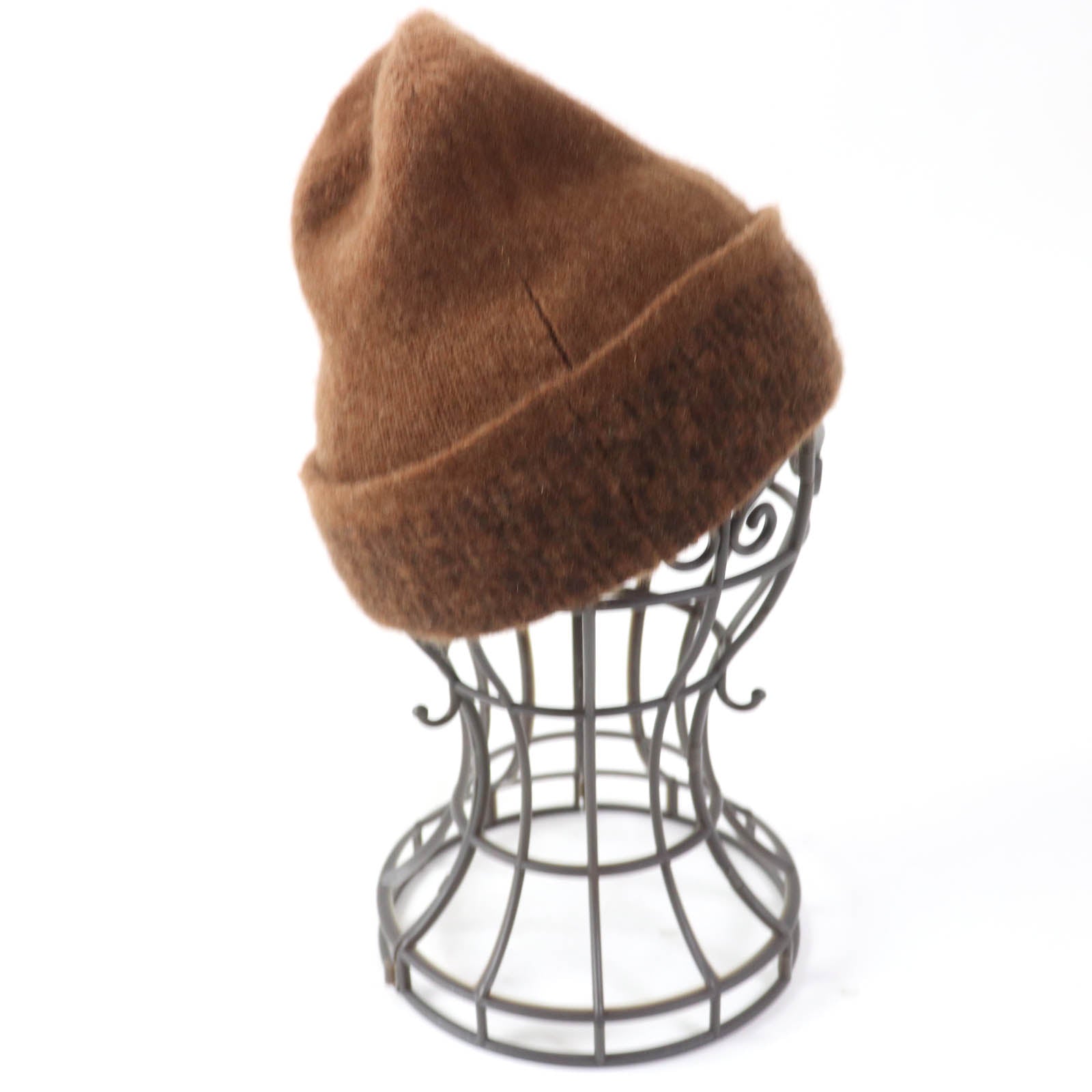 HERMES Cashmere Knit Hat Brown Women