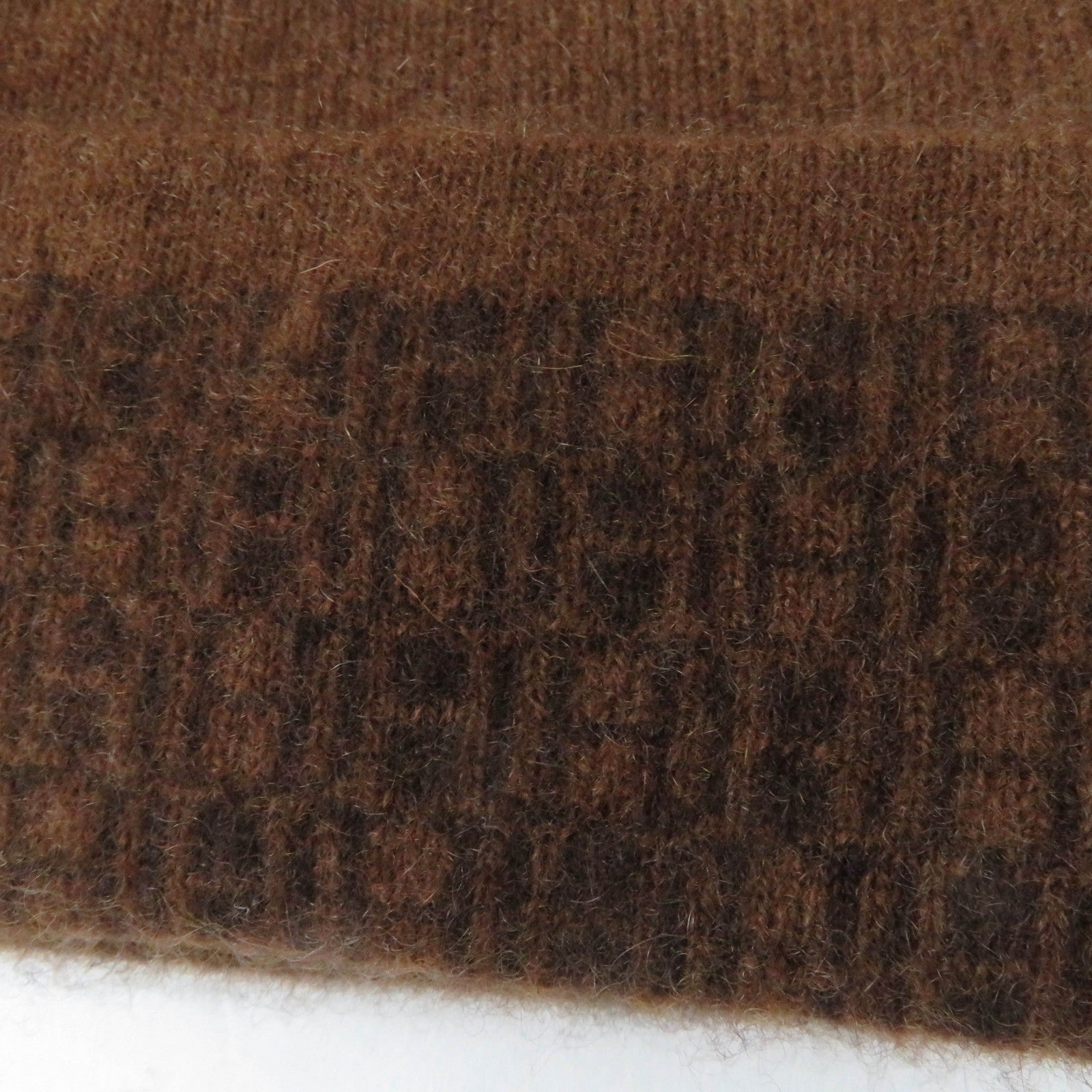 HERMES Cashmere Knit Hat Brown Women