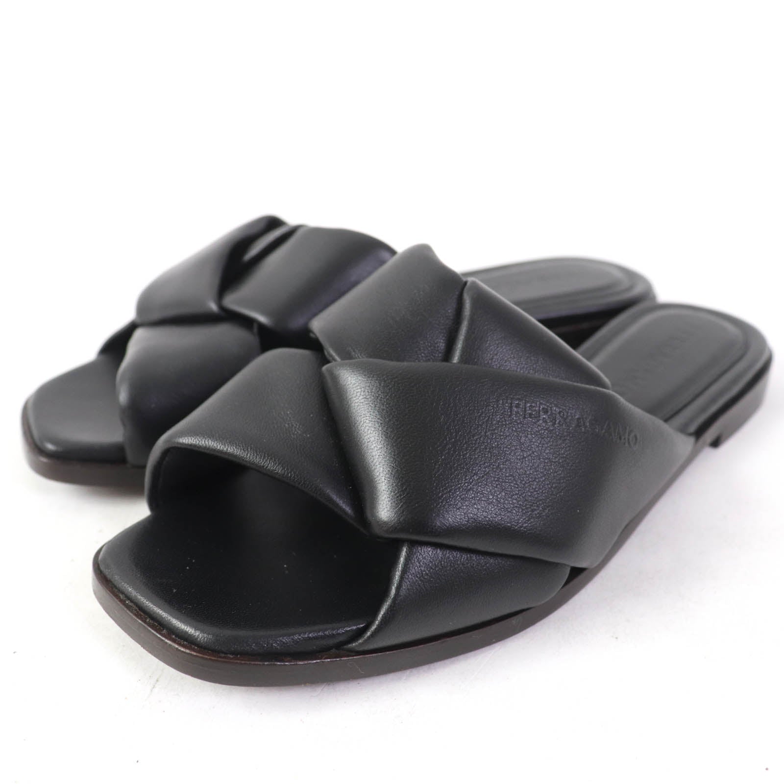 Ferragamo ALRAI Logo Slide Sandals Leather