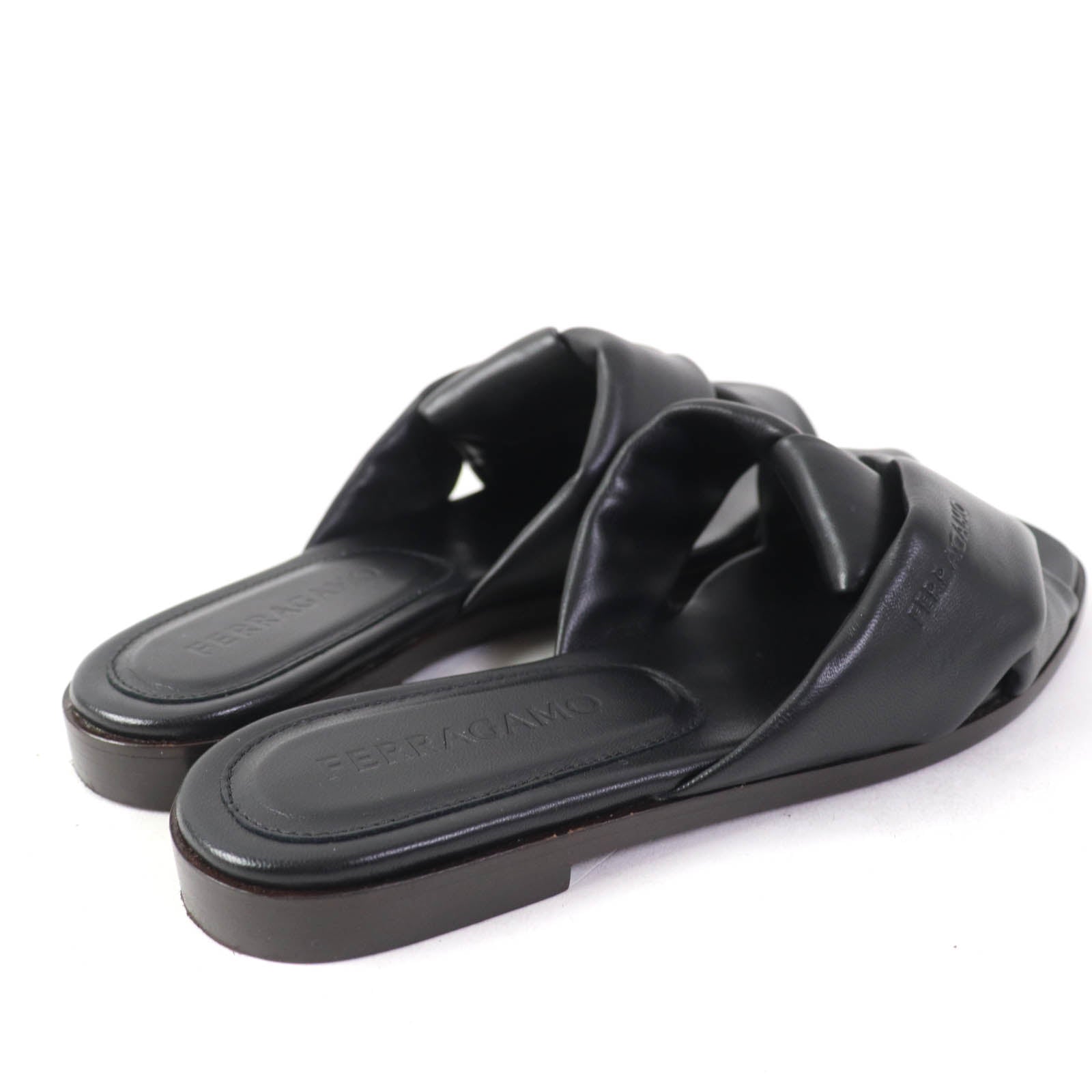 Ferragamo ALRAI Logo Slide Sandals Leather