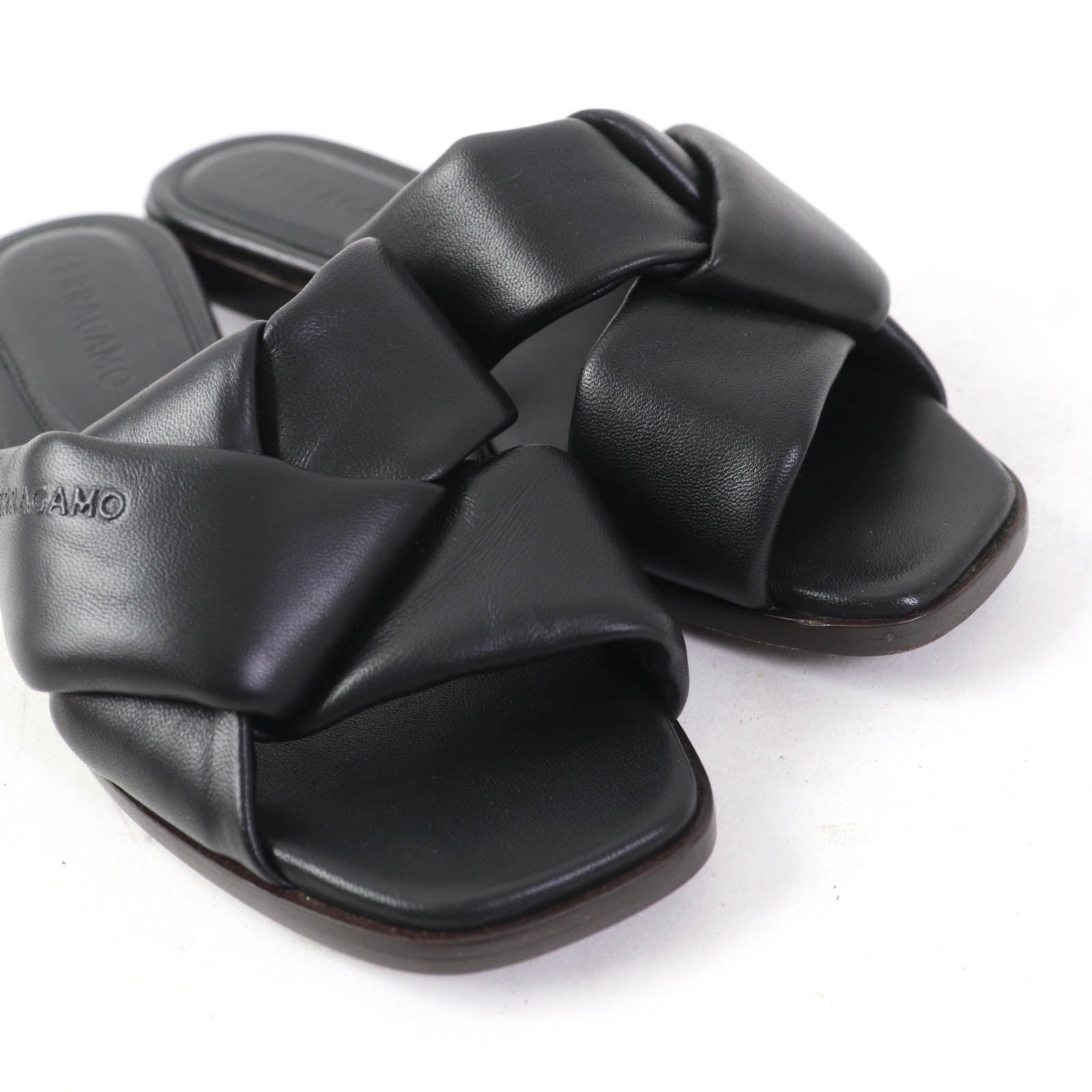 Ferragamo ALRAI Logo Slide Sandals Leather