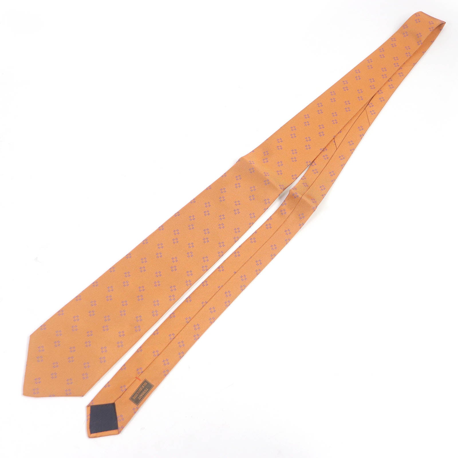 HERMES Silk H Logo Pattern Tie Orange