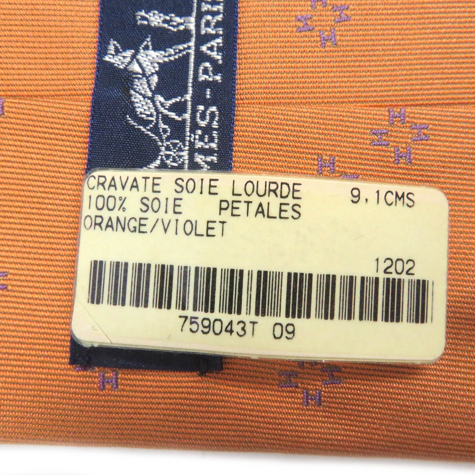 HERMES Silk H Logo Pattern Tie Orange