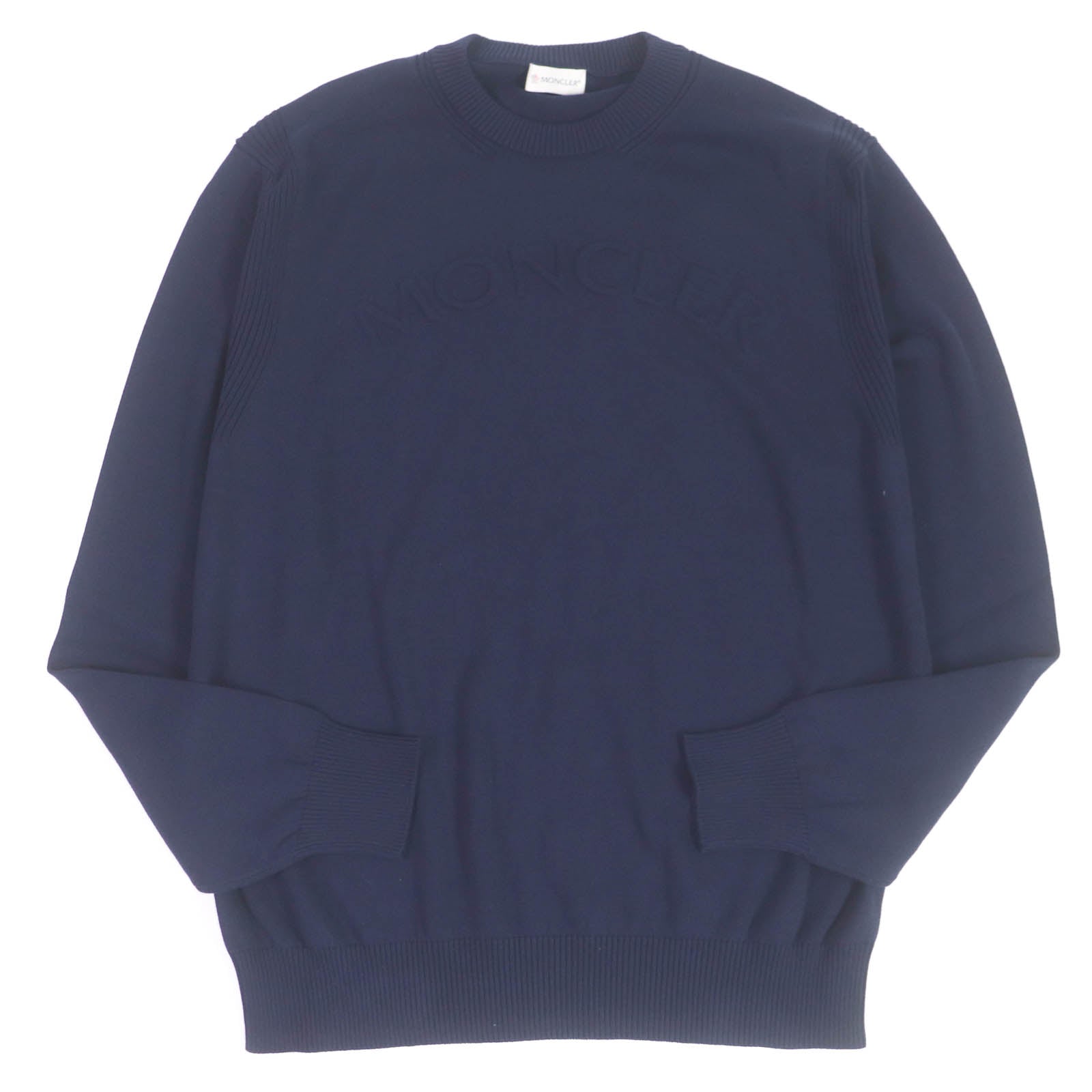 Moncler Cotton Crew Neck Knit Sweater Navy L