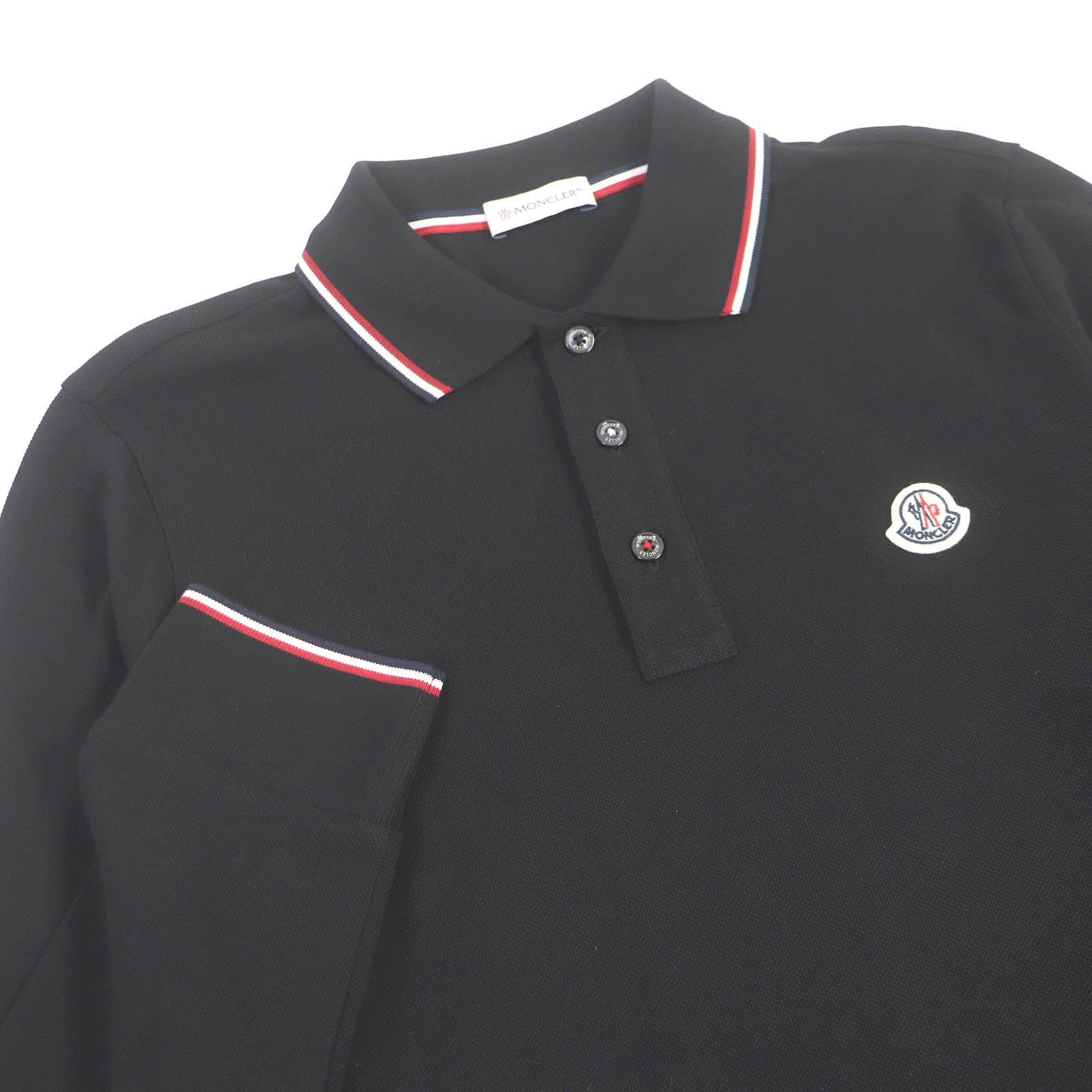 Moncler Cotton Logo Patch Tricolor Polo Shirt