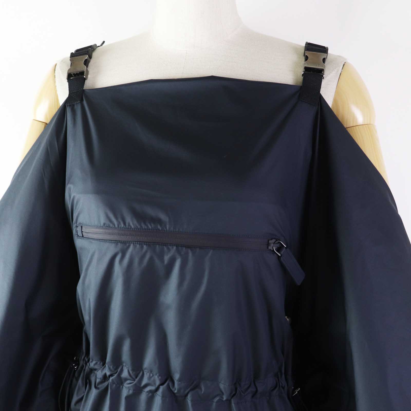 Dior Off Shoulder Drawstring Dress Navy XS