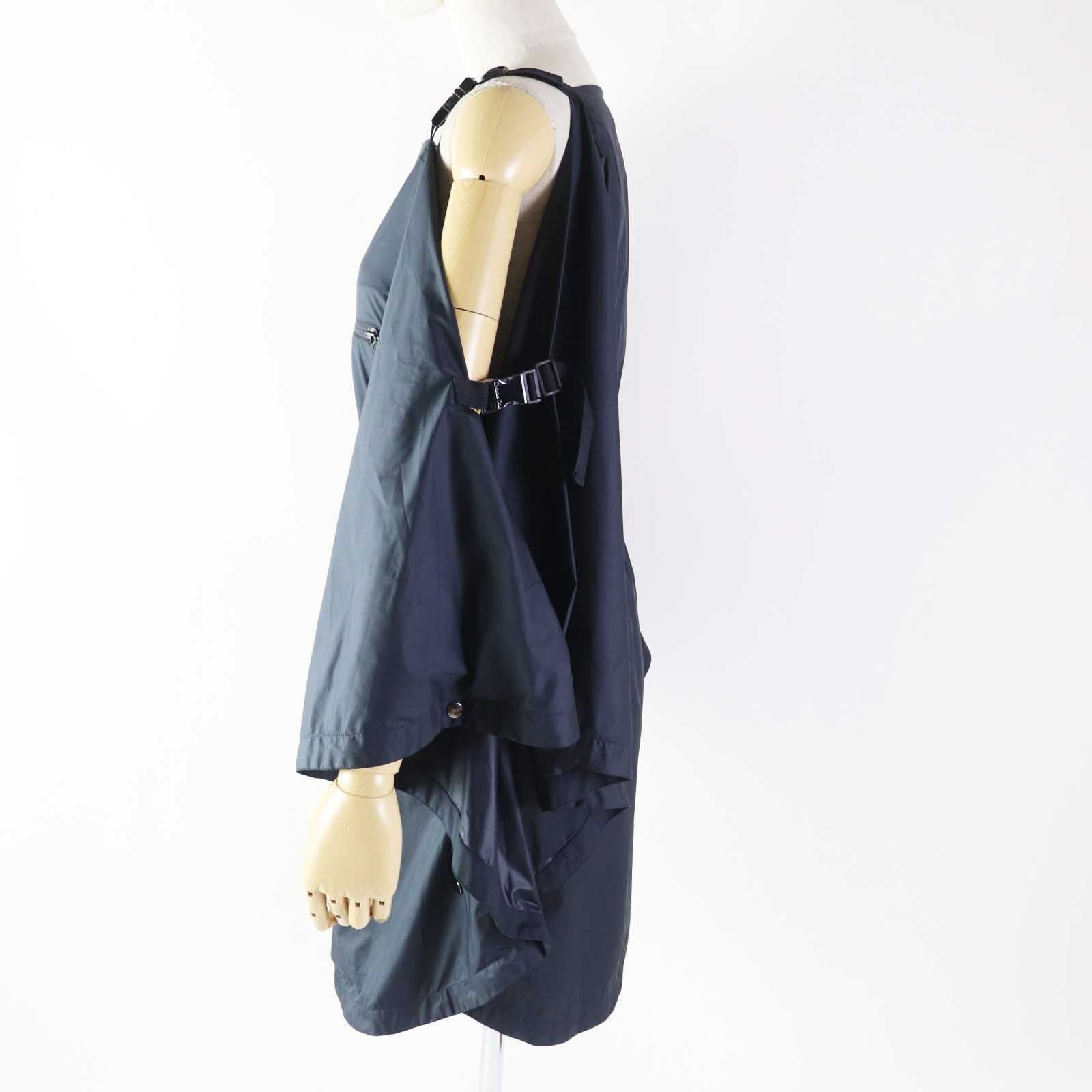 Dior Off Shoulder Drawstring Dress Navy XS