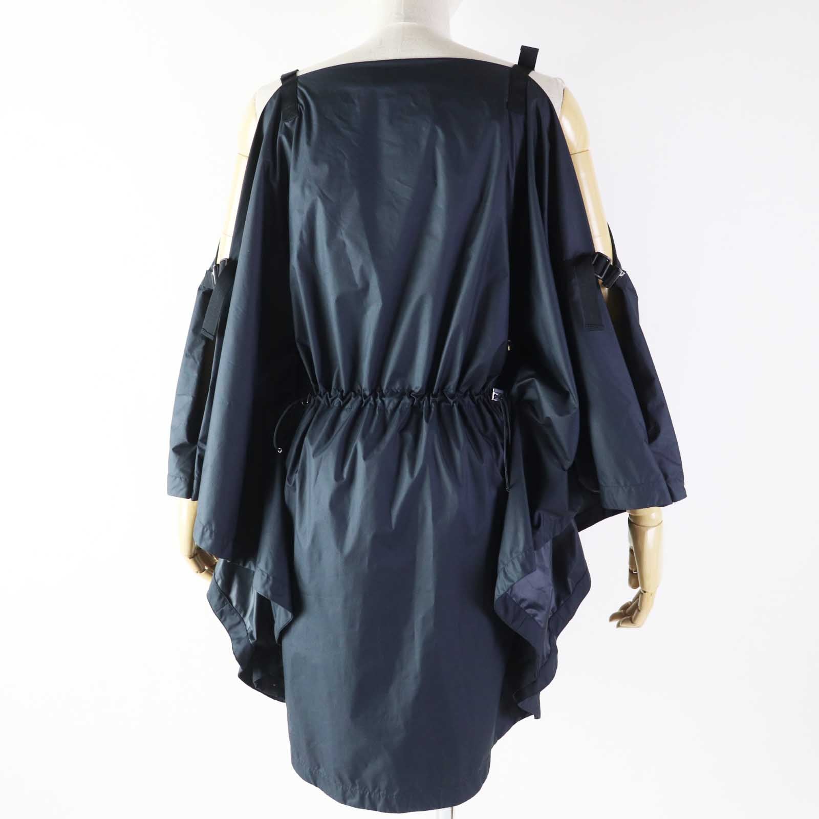 Dior Off Shoulder Drawstring Dress Navy XS