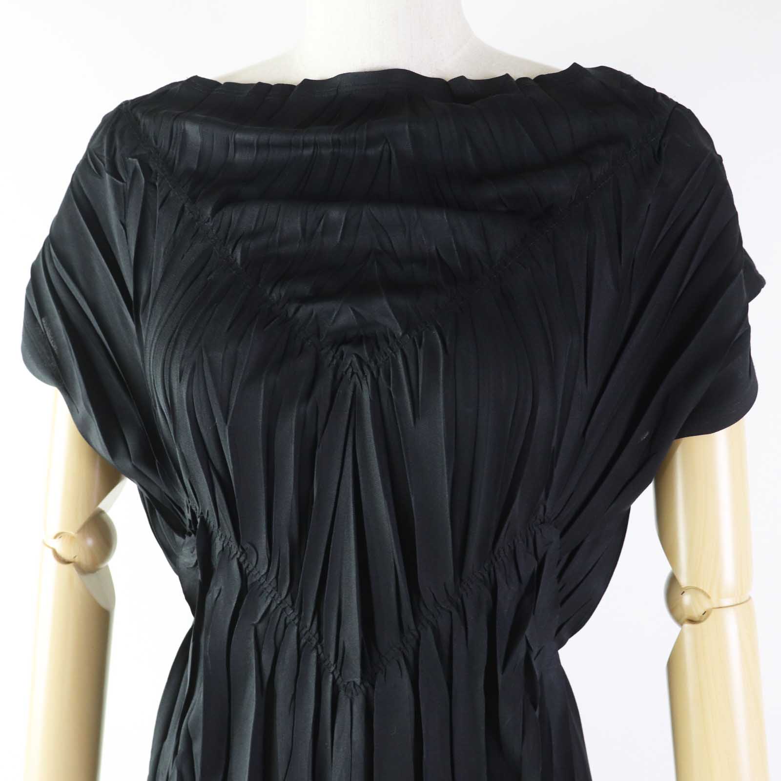 Issey Miyake Cowl Neck Pleated Dress