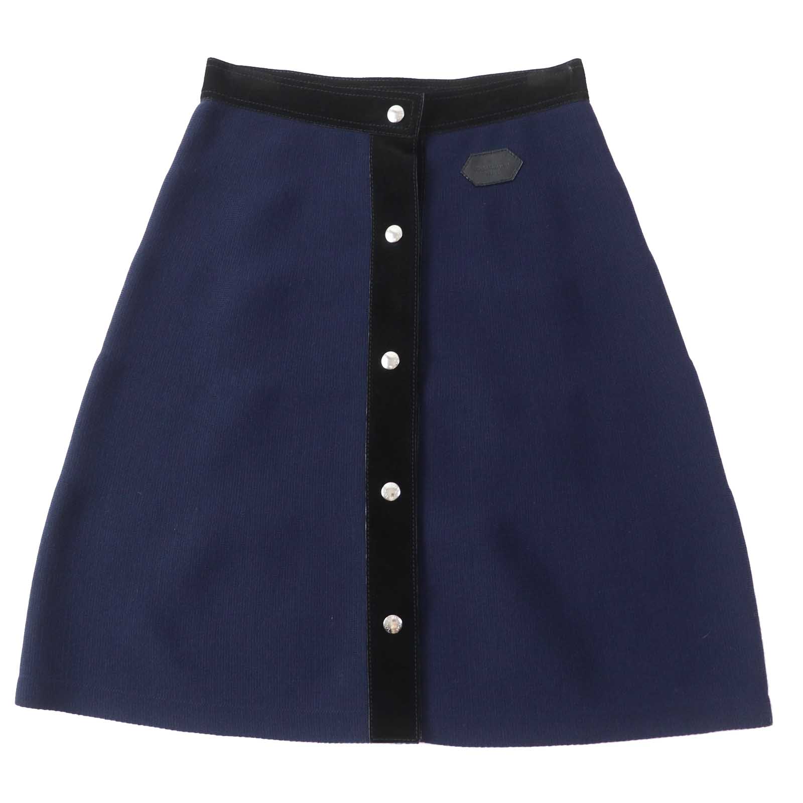 Louis Vuitton Wool Trapezoid Skirt Navy Black