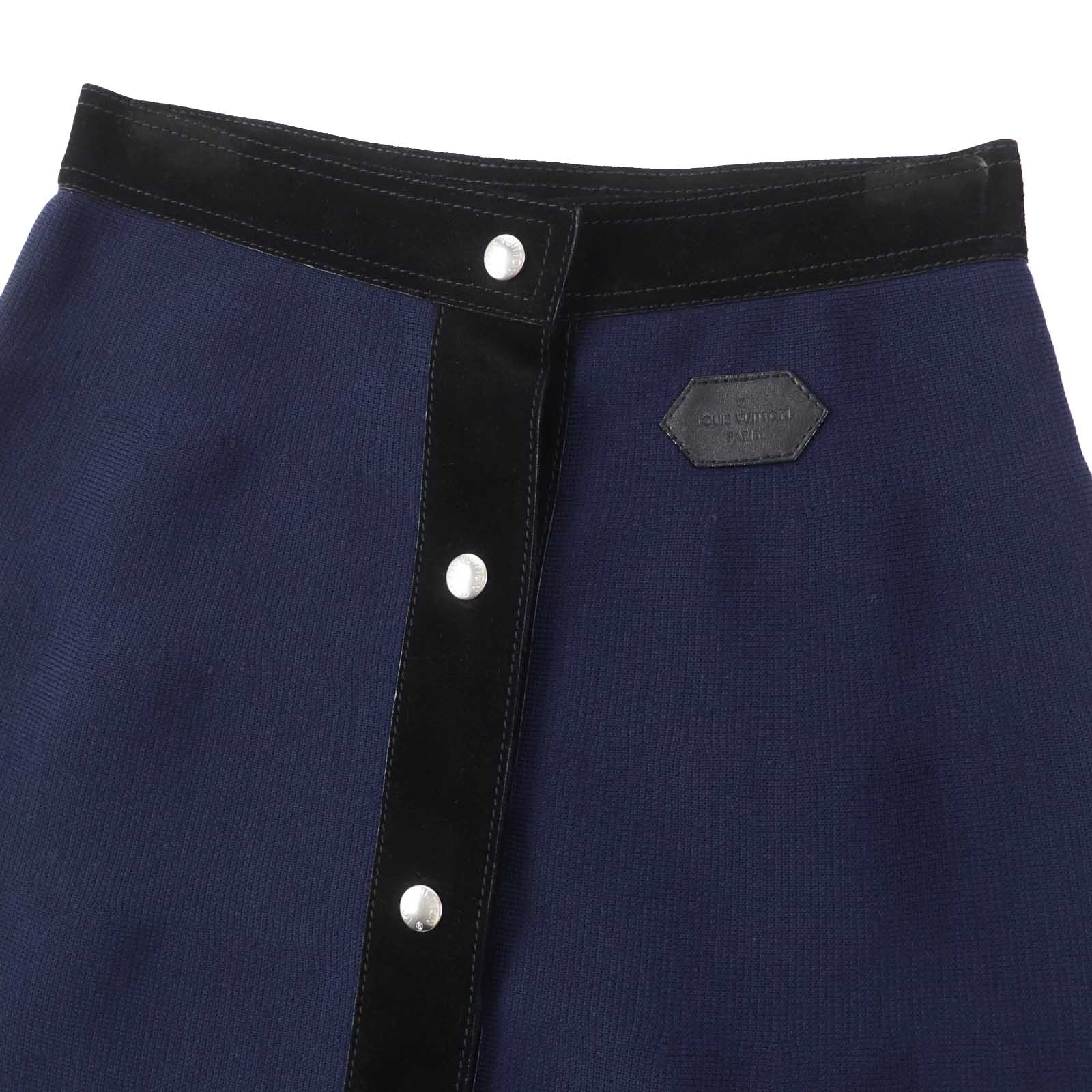 Louis Vuitton Wool Trapezoid Skirt Navy Black