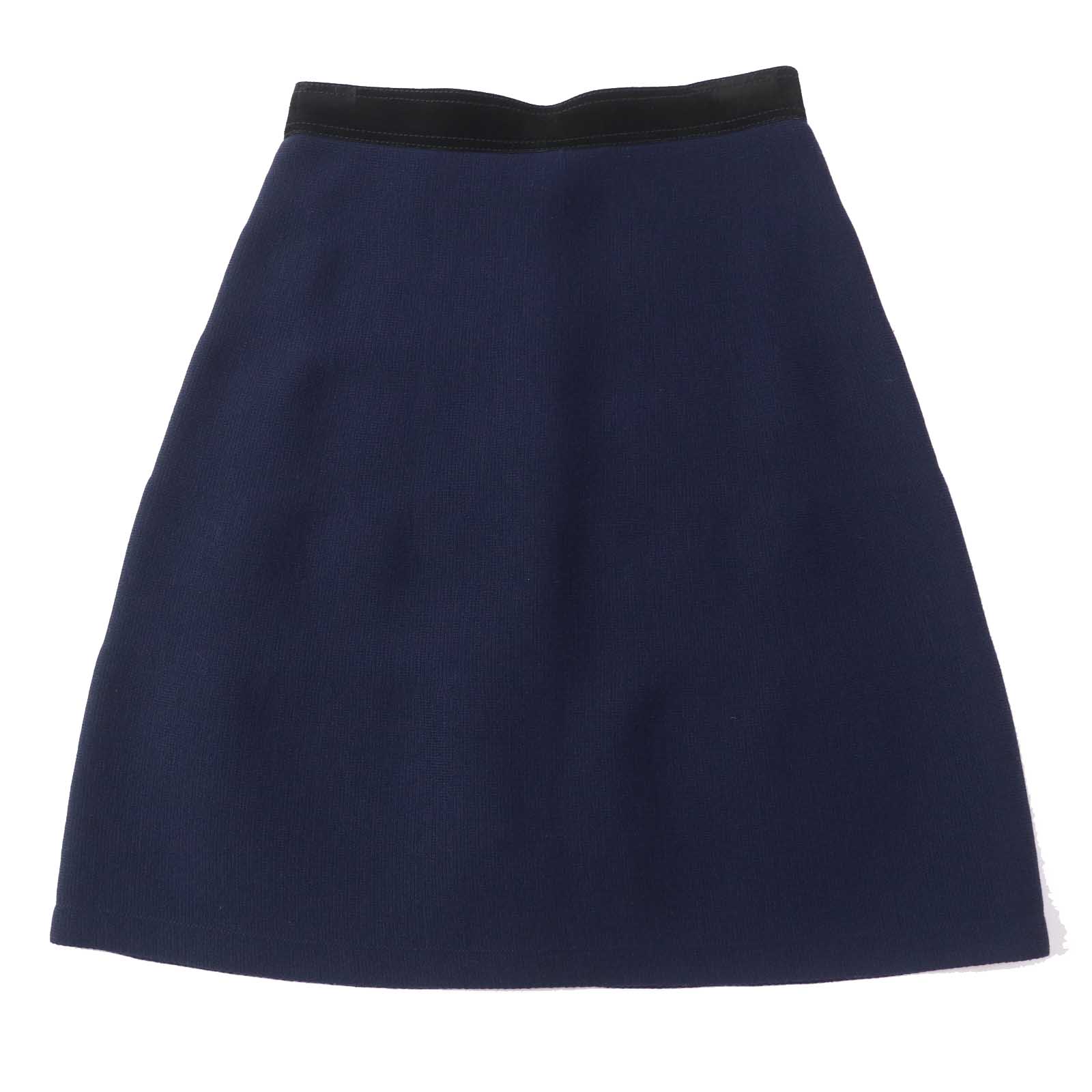 Louis Vuitton Wool Trapezoid Skirt Navy Black