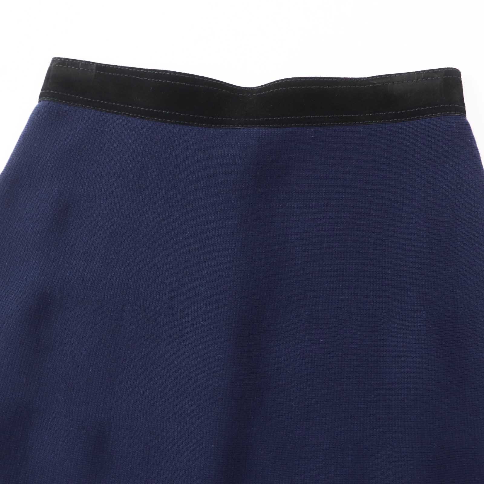 Louis Vuitton Wool Trapezoid Skirt Navy Black