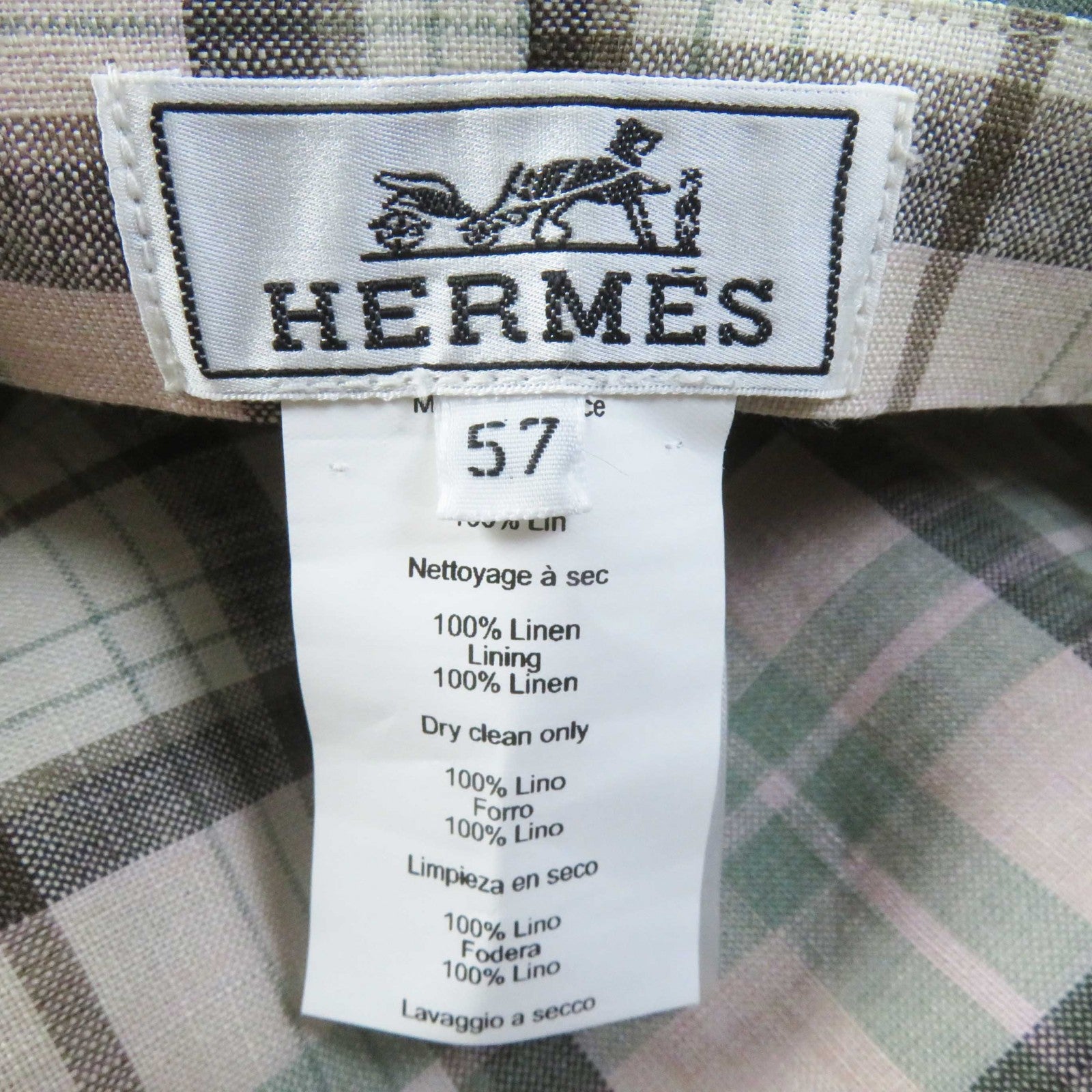 HERMES Linen Logo Embroidery Casquette Hat