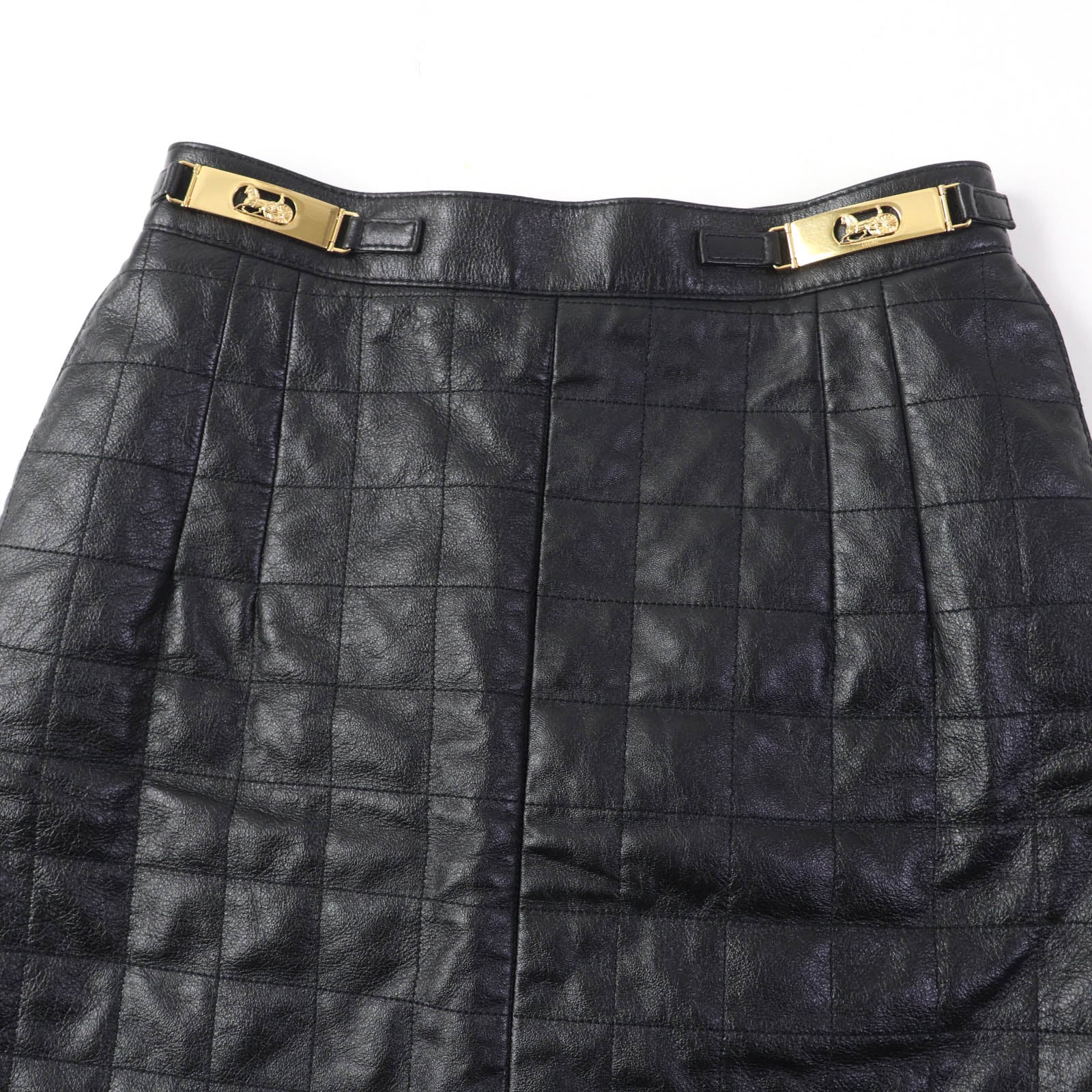 Celine Quilted Leather Mini Skirt with Metal Logo