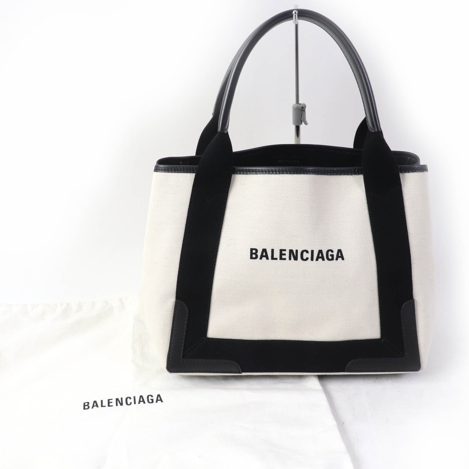 Balenciaga Small Cabas Cotton Canvas Calfskin Handbag