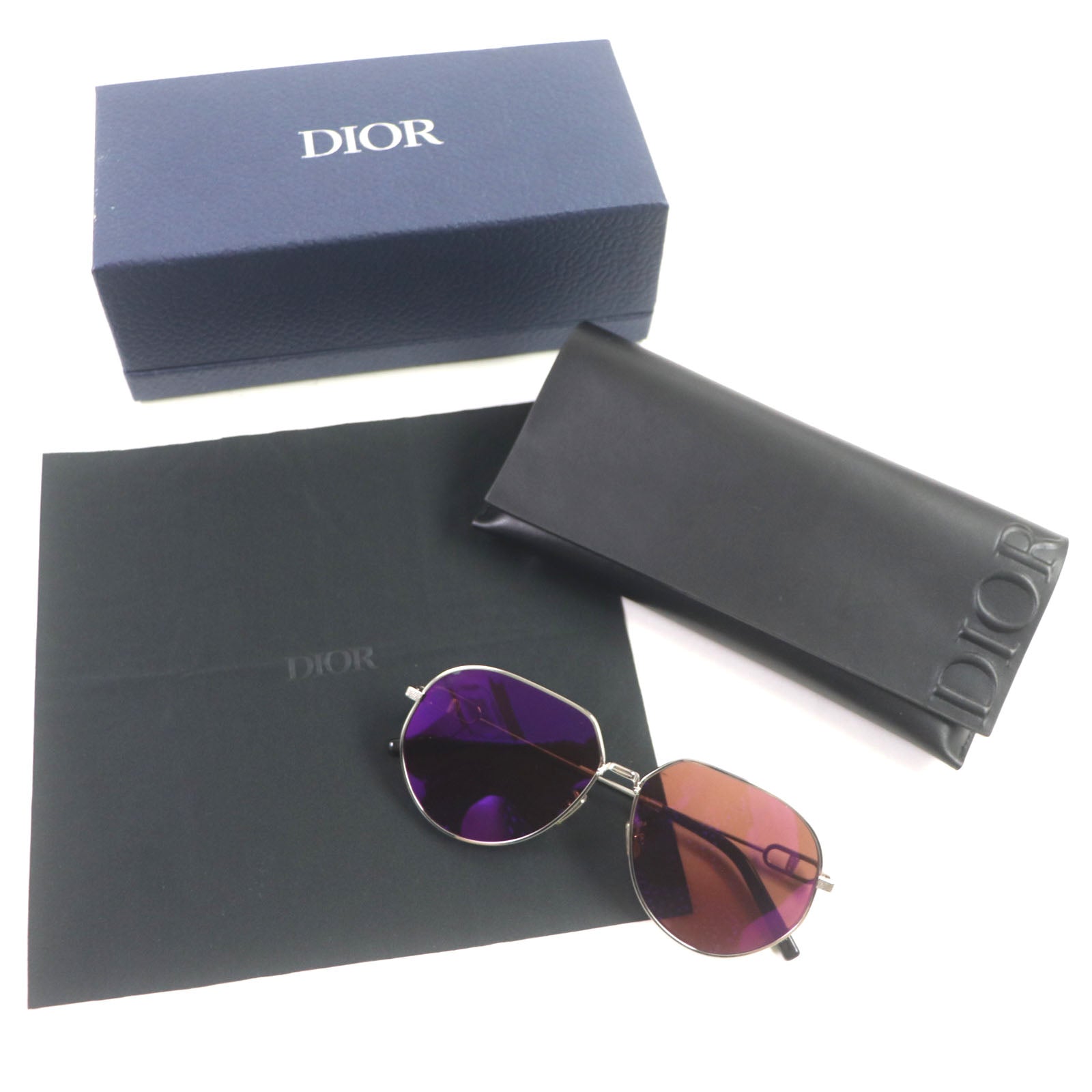 Dior CD Link A1U Round Sunglasses Silver Black