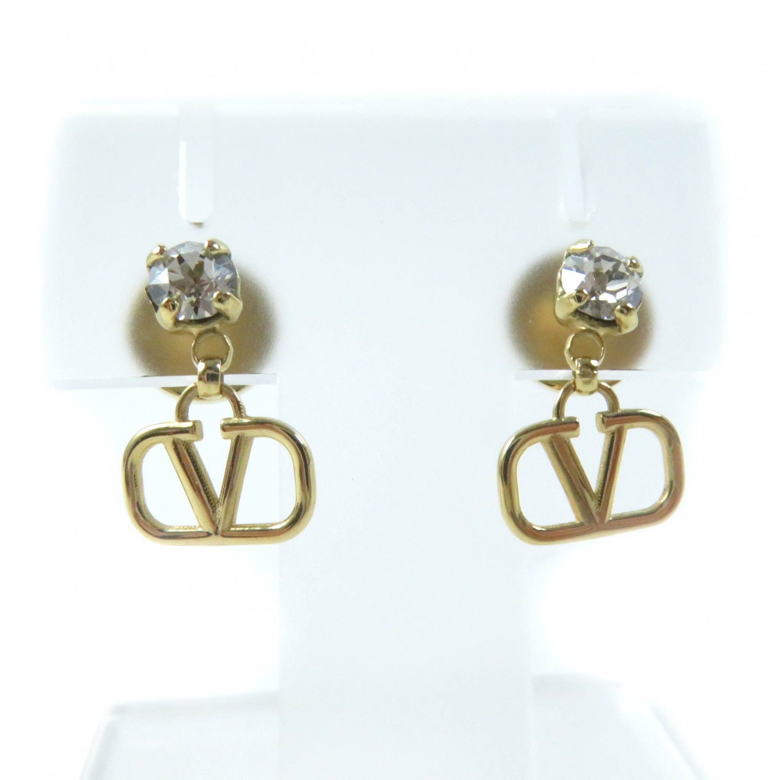 Valentino Swarovski V Logo Crystal Earrings