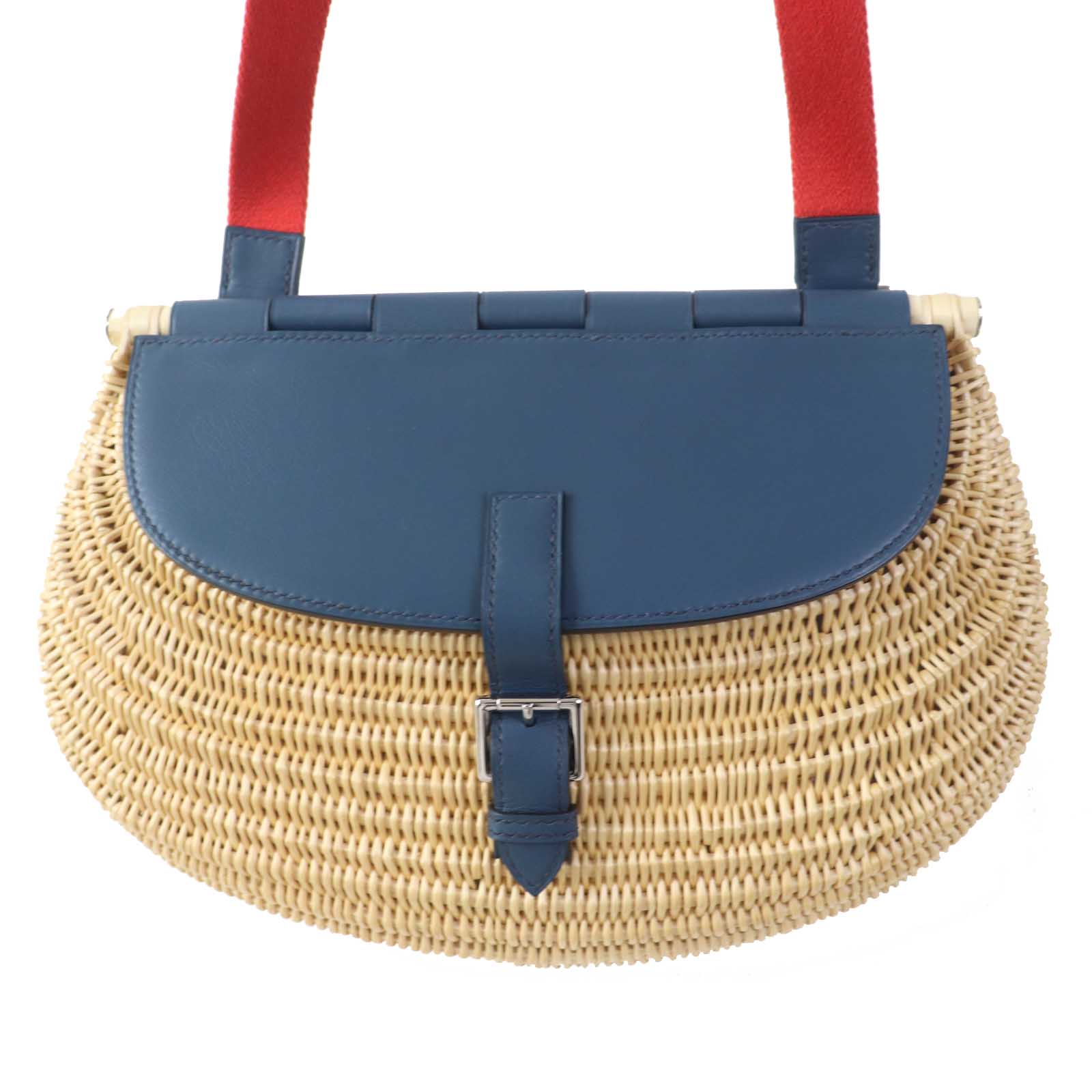 Hermes Swift Fishing Basket Shoulder Bag Blue