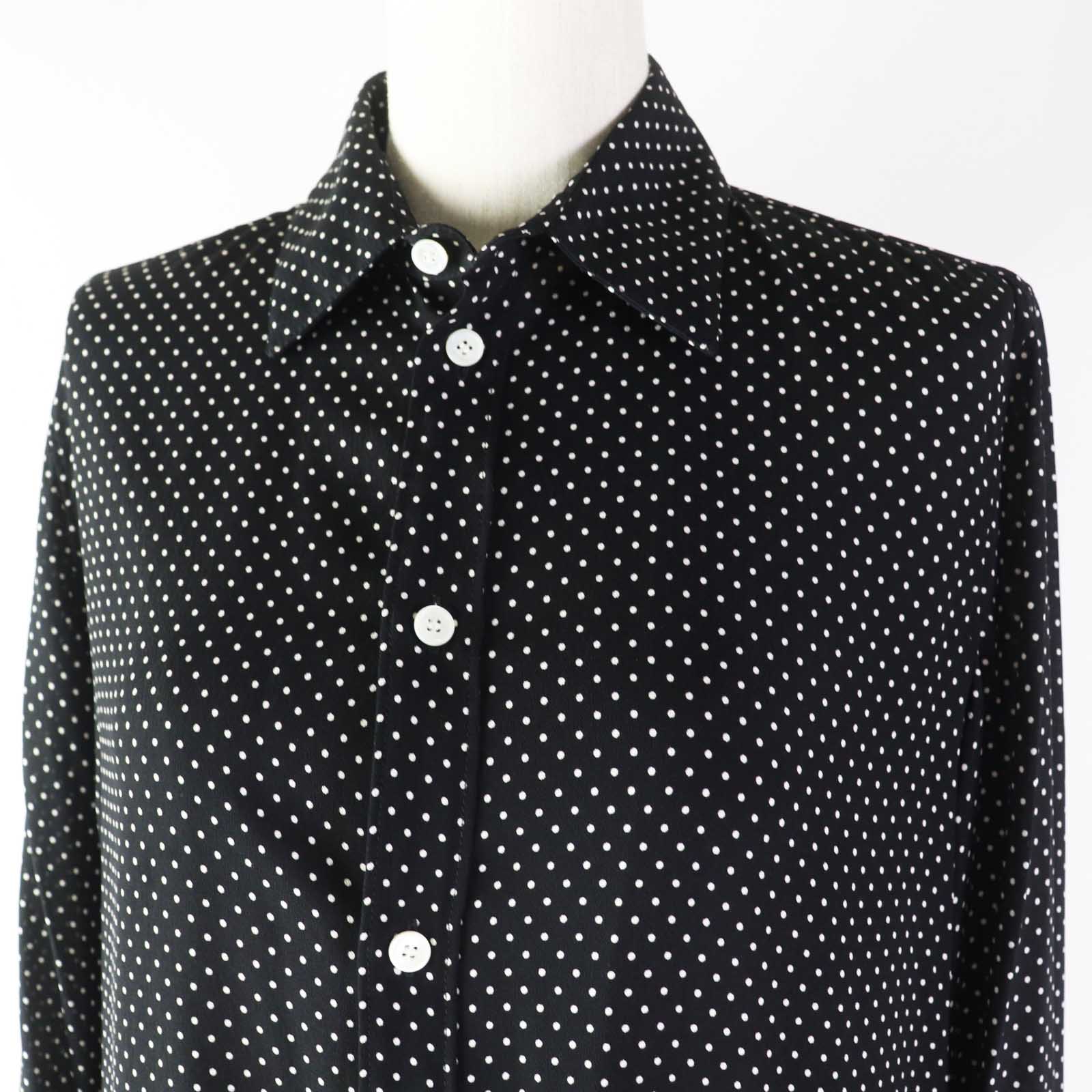 Celine Rayon Dot Long Sleeve Shirt Black White