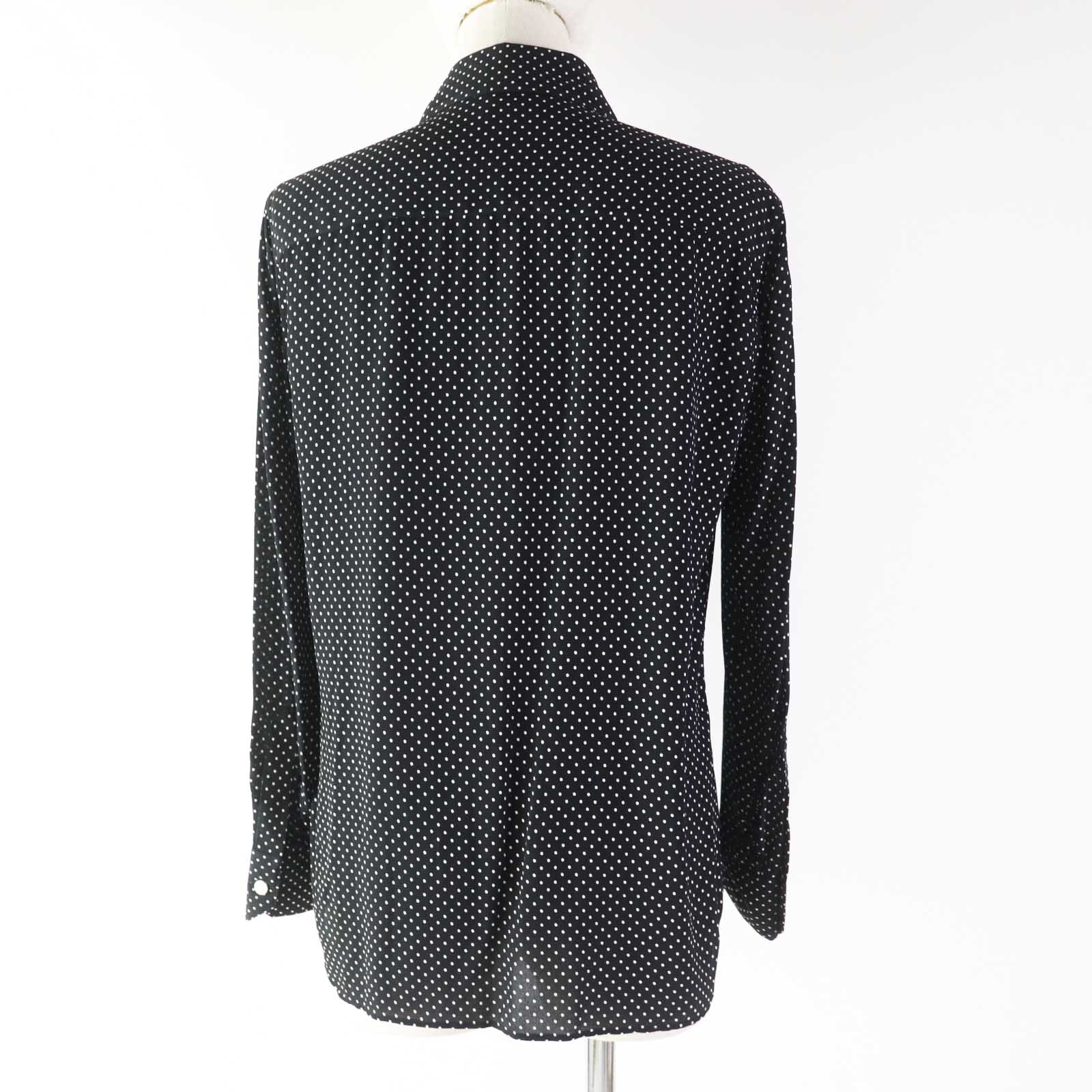 Celine Rayon Dot Long Sleeve Shirt Black White