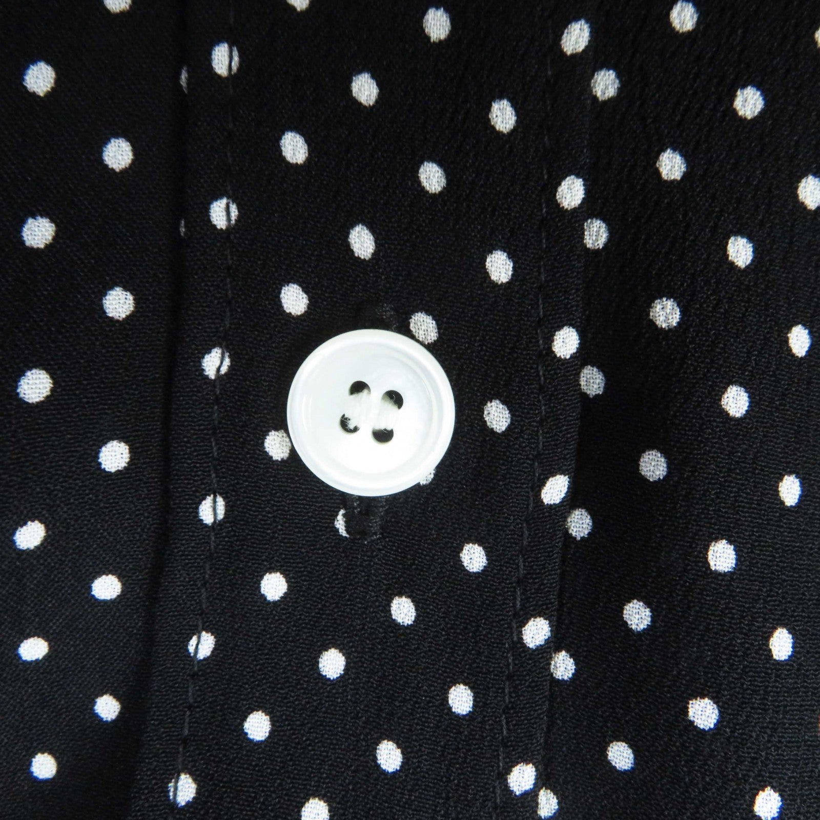 Celine Rayon Dot Long Sleeve Shirt Black White