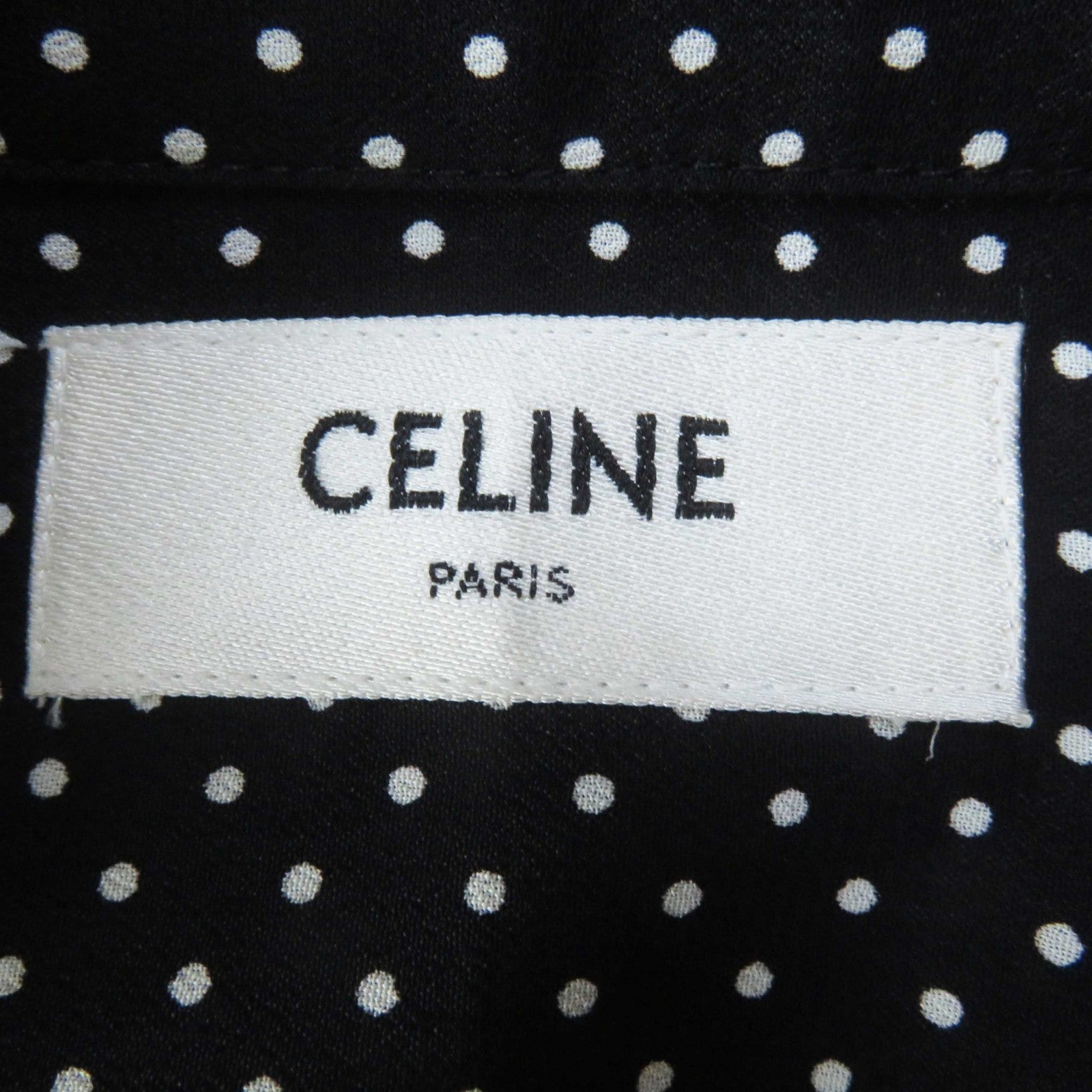 Celine Rayon Dot Long Sleeve Shirt Black White