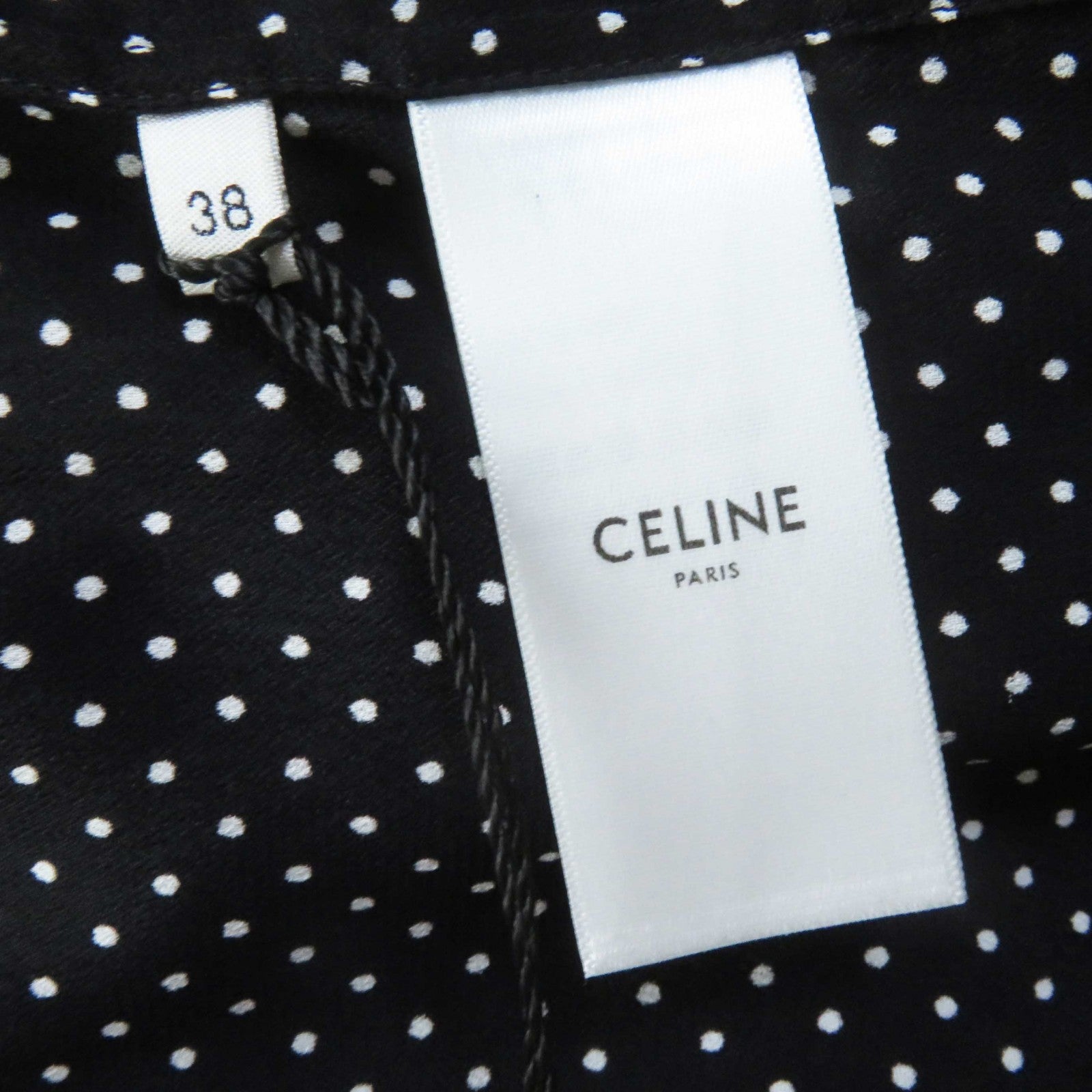 Celine Rayon Dot Long Sleeve Shirt Black White