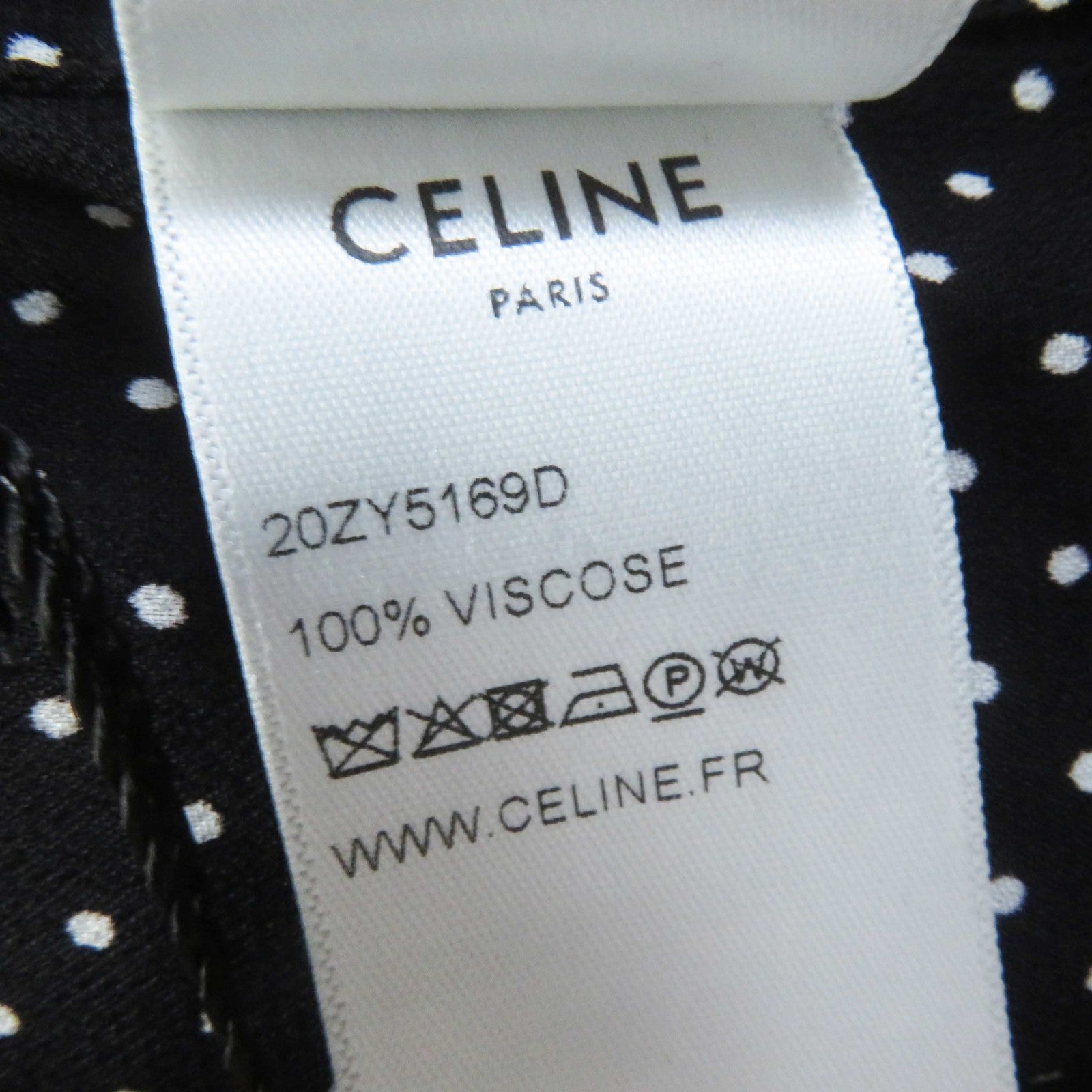 Celine Rayon Dot Long Sleeve Shirt Black White