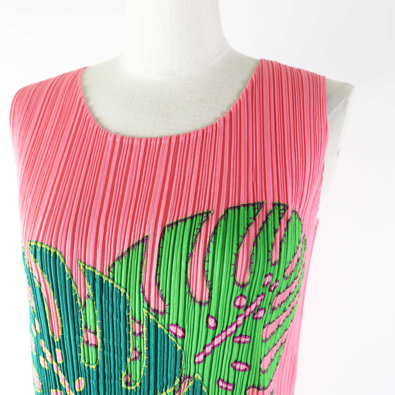 Pleats Please Monstera Patch Fringe Sleeveless Top