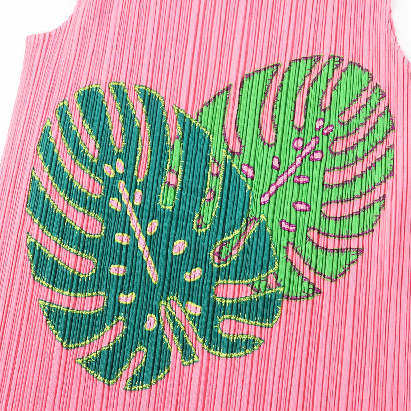 Pleats Please Monstera Patch Fringe Sleeveless Top