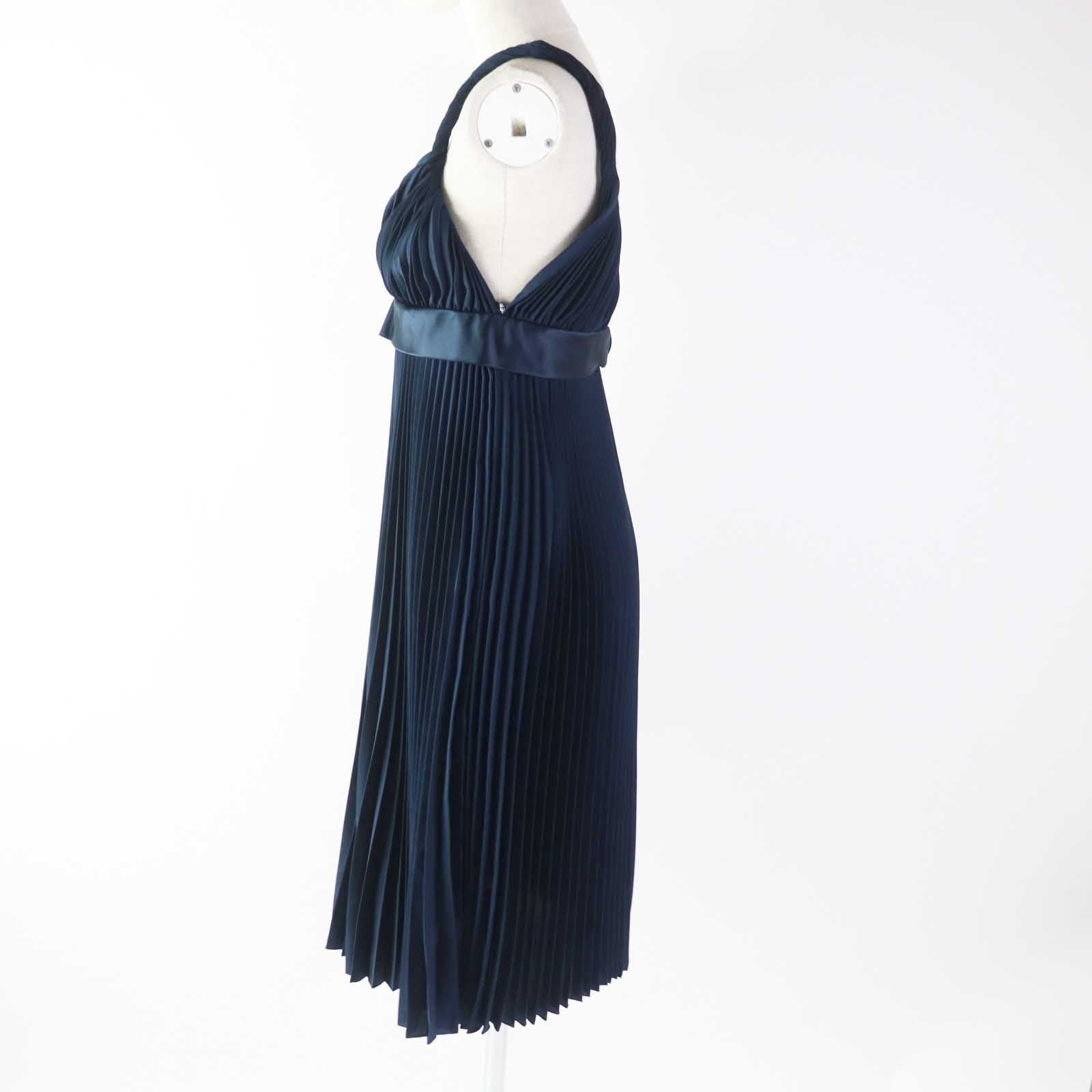 Burberry Pleated Cami One Piece Dress Navy 38