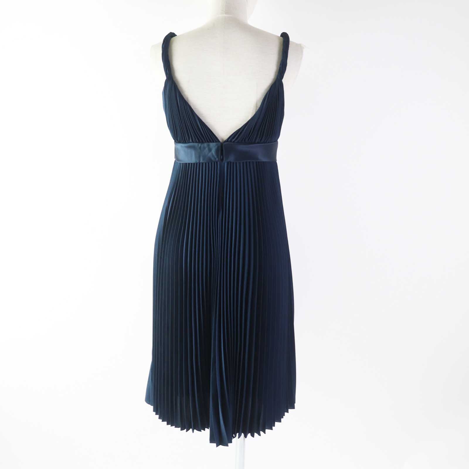 Burberry Pleated Cami One Piece Dress Navy 38