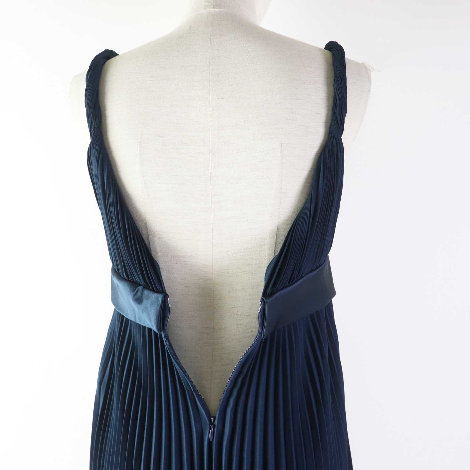 Burberry Pleated Cami One Piece Dress Navy 38