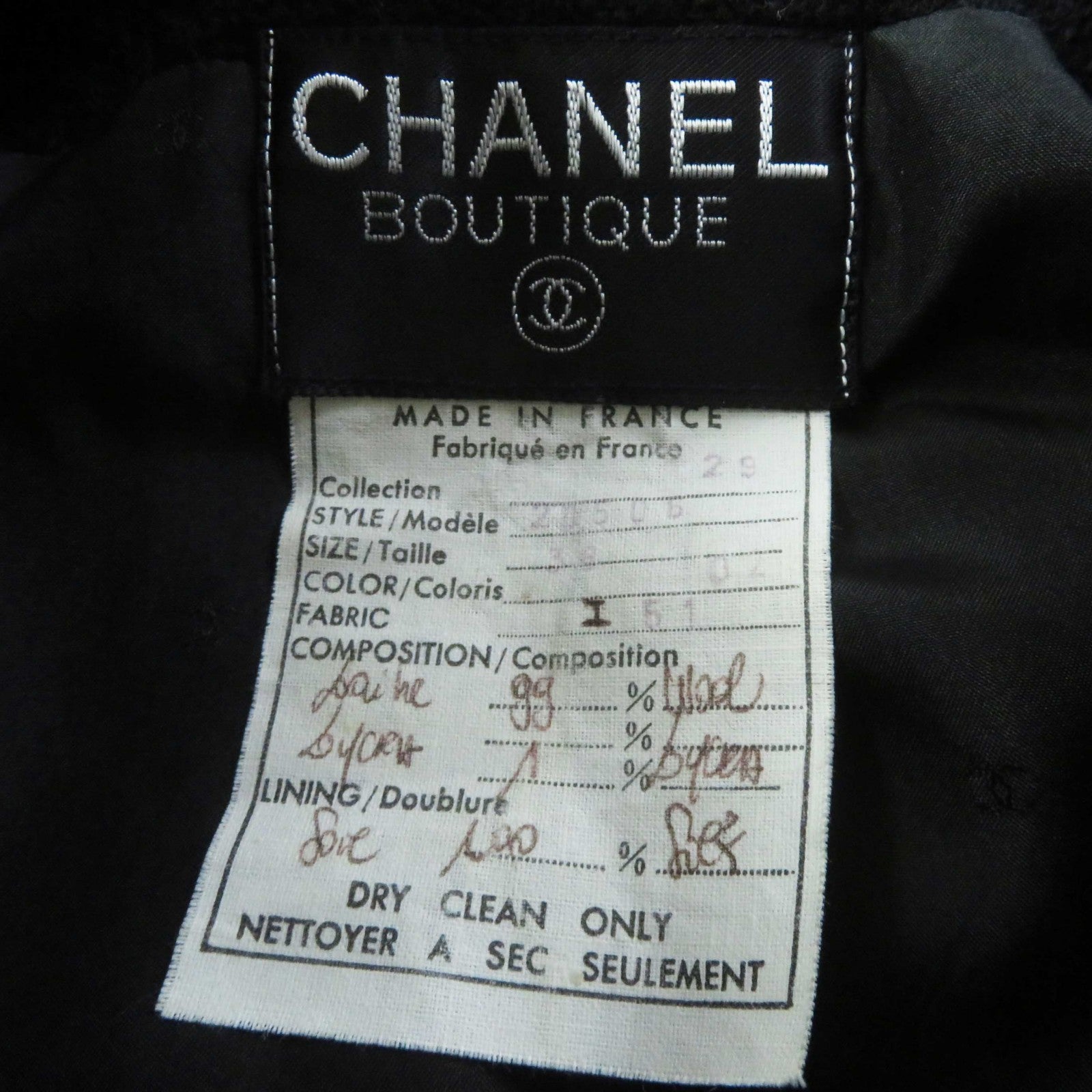 Chanel Wool Tweed Setup Coat Black 38