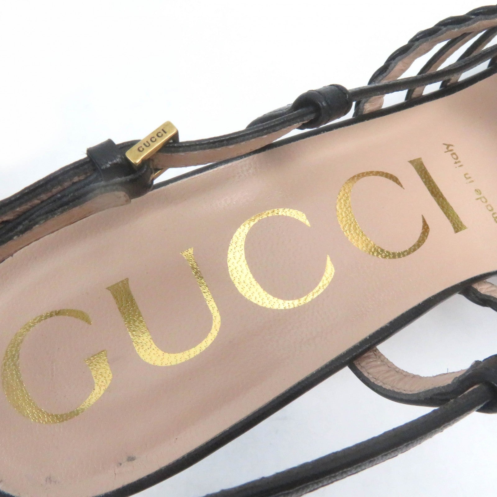 Gucci Horsebit Leather Sandals Black Gold 38