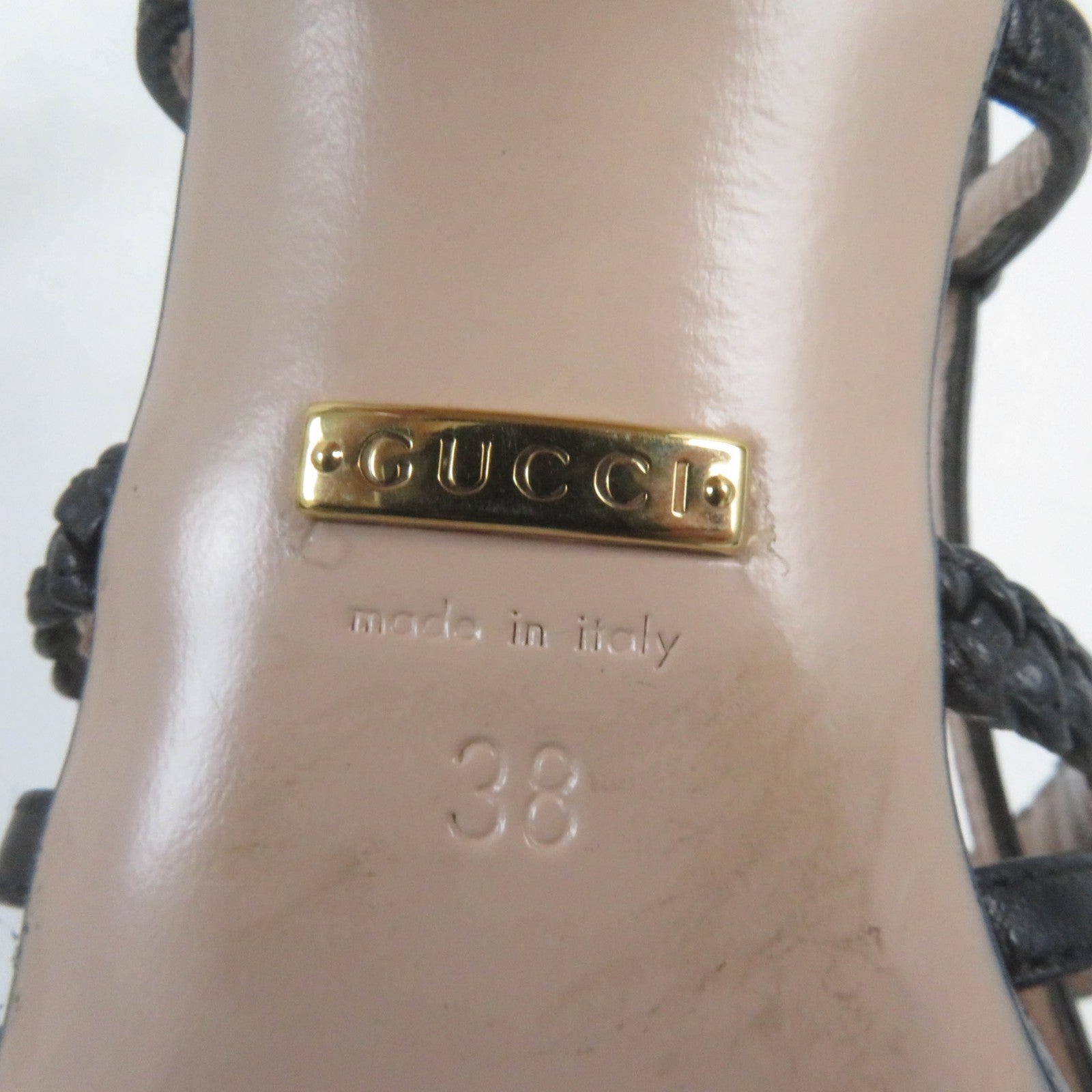 Gucci Horsebit Leather Sandals Black Gold 38