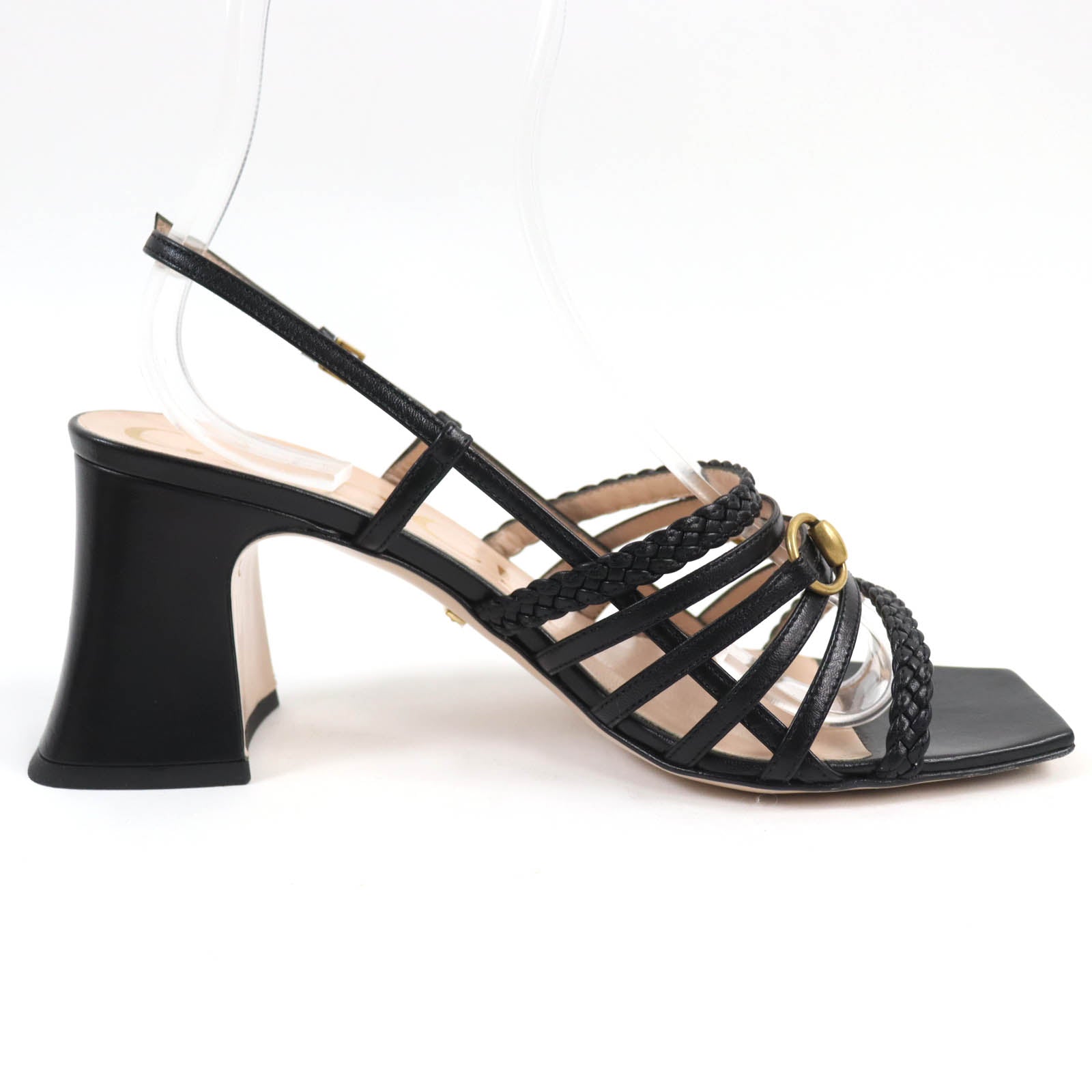 Gucci Horsebit Leather Sandals Black Gold 38