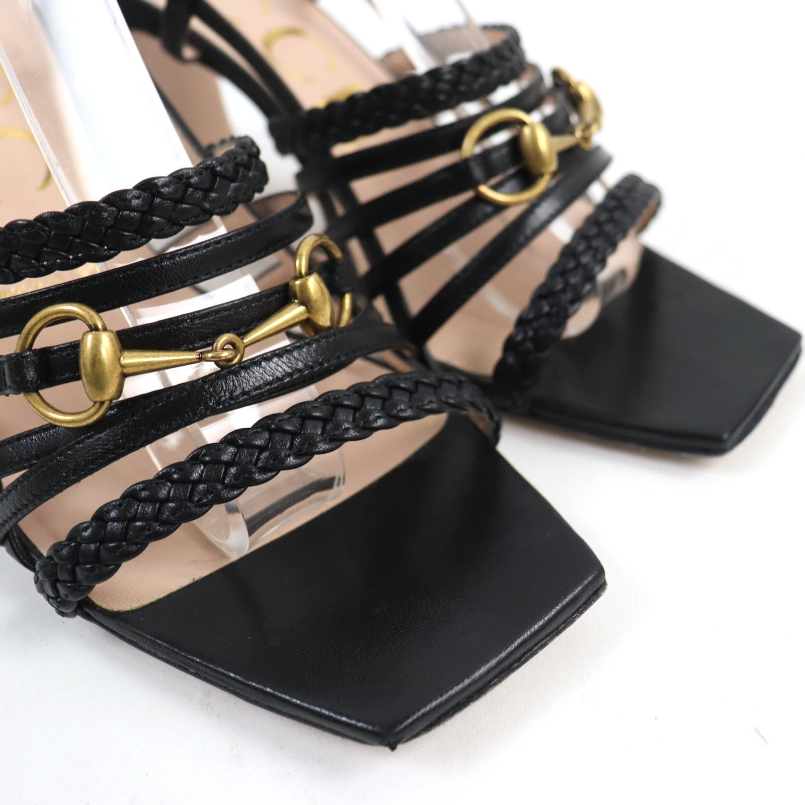 Gucci Horsebit Leather Sandals Black Gold 38